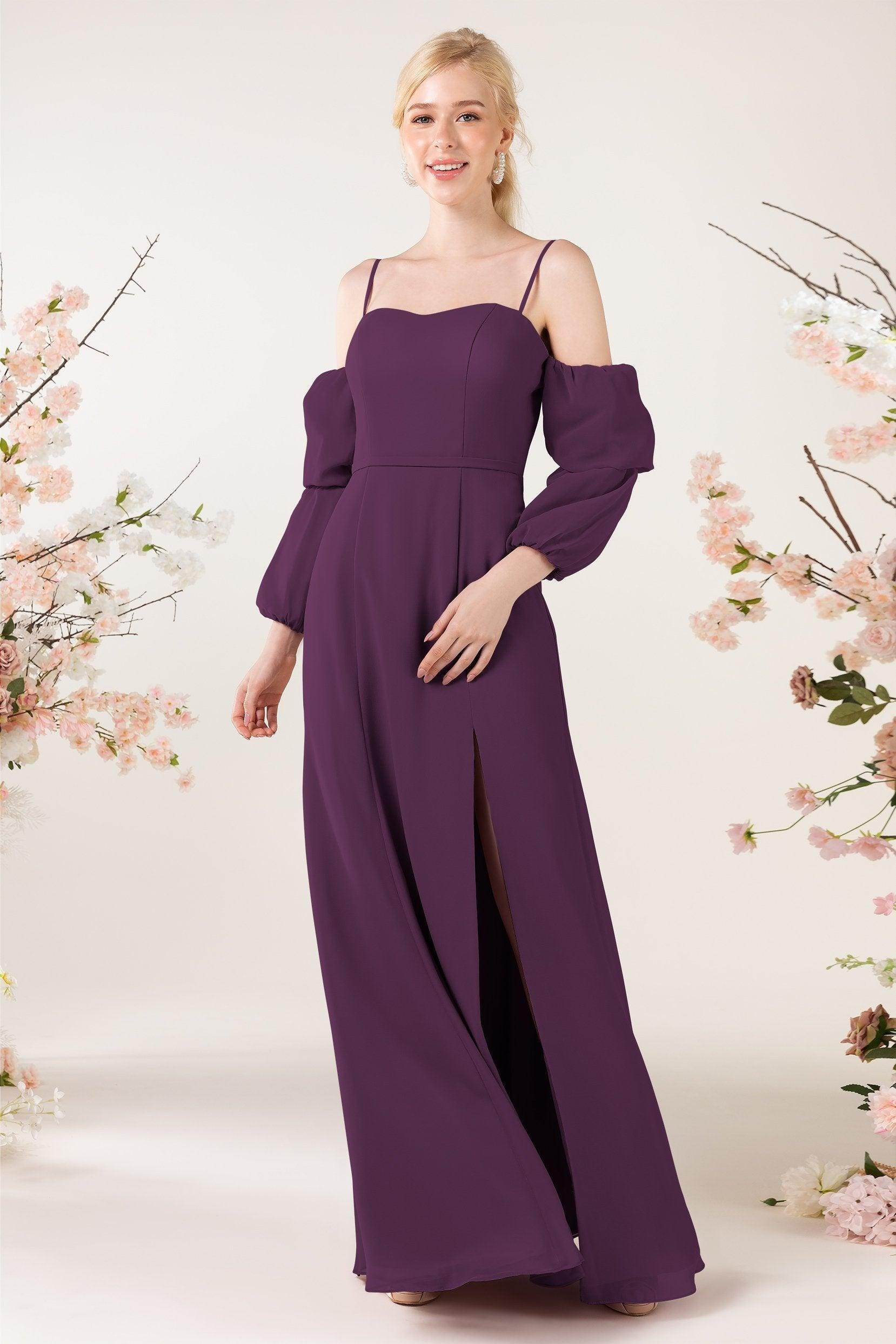 Trumpet Sweep-Brush Train Chiffon Bridesmaid Dress CB0459 - COCOMELODY