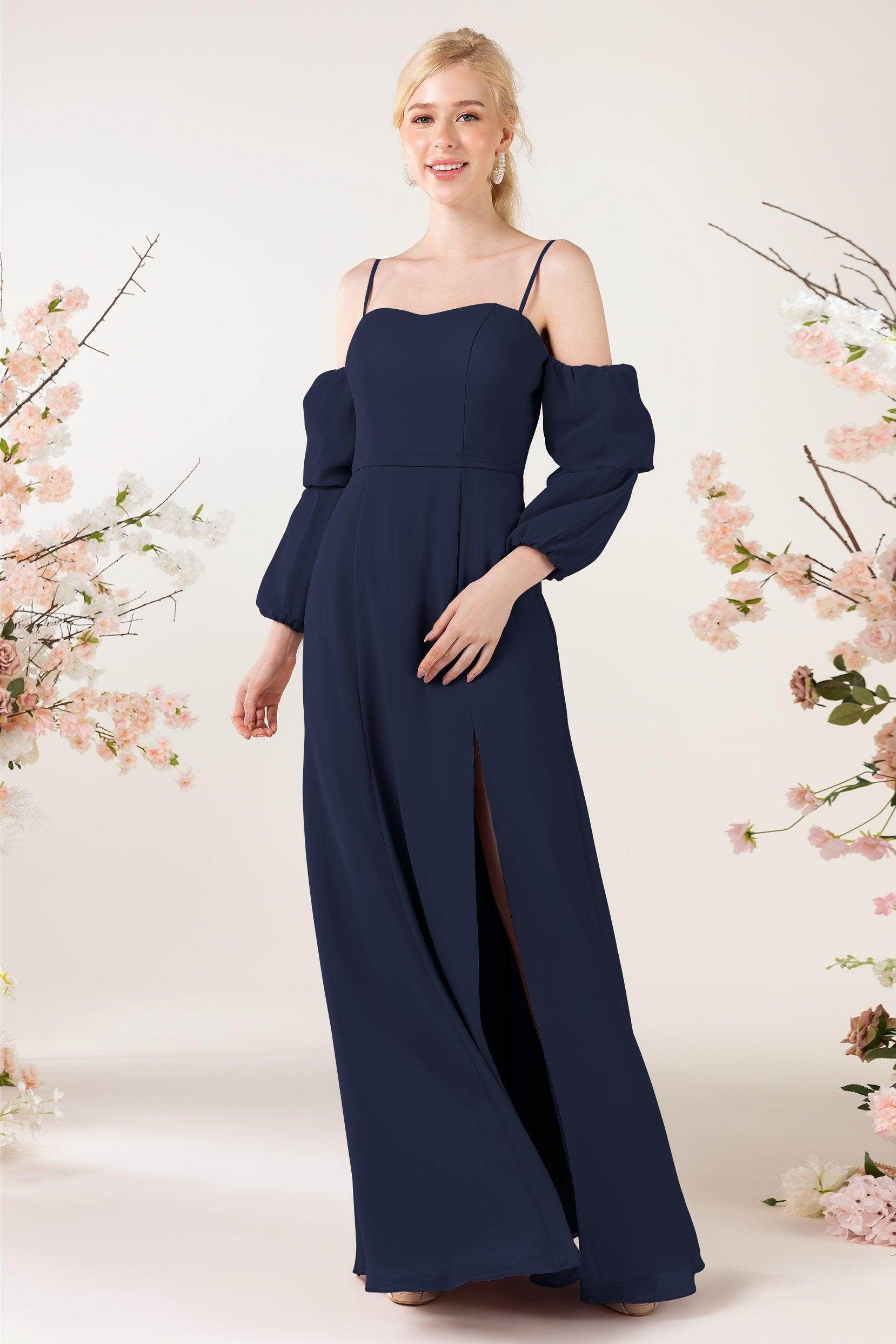 Trumpet Sweep-Brush Train Chiffon Bridesmaid Dress CB0459 - COCOMELODY