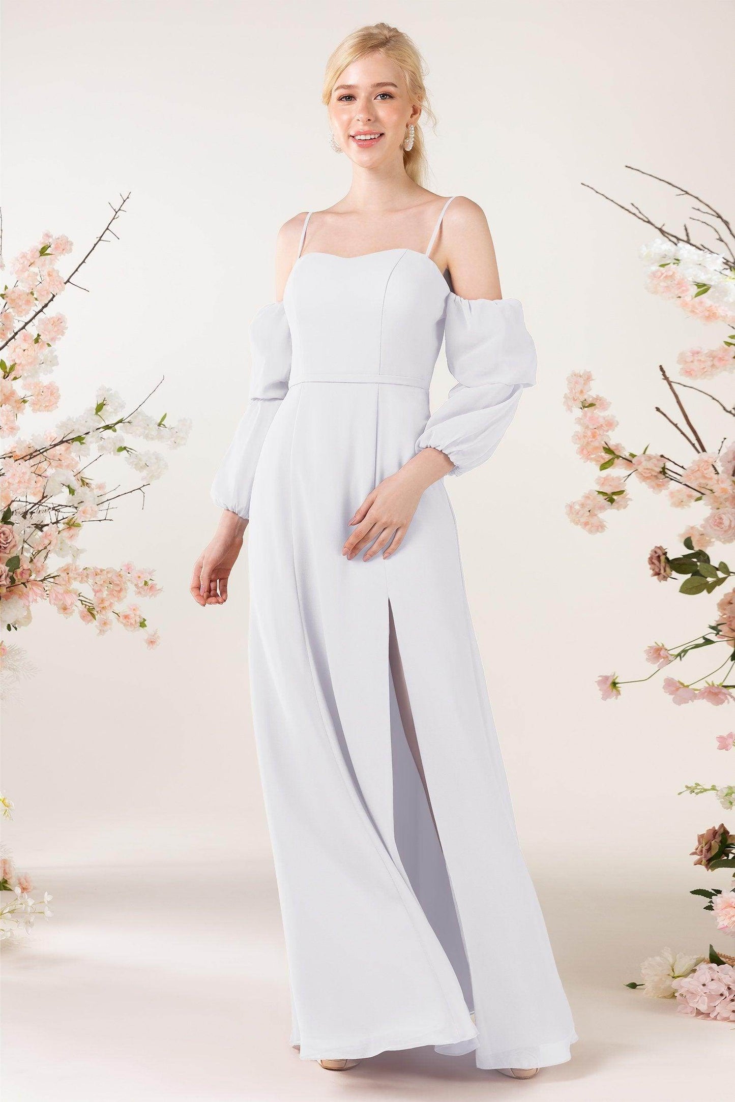 Trumpet Sweep-Brush Train Chiffon Bridesmaid Dress CB0459 - COCOMELODY