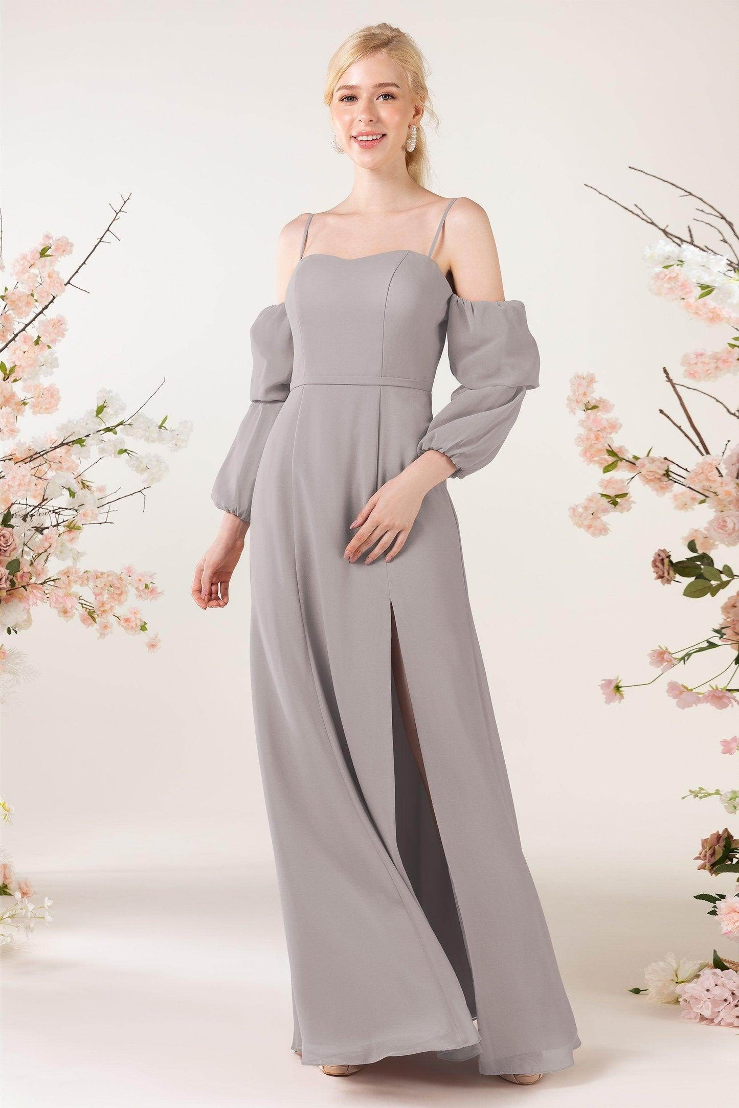 Trumpet Sweep-Brush Train Chiffon Bridesmaid Dress CB0459 - COCOMELODY