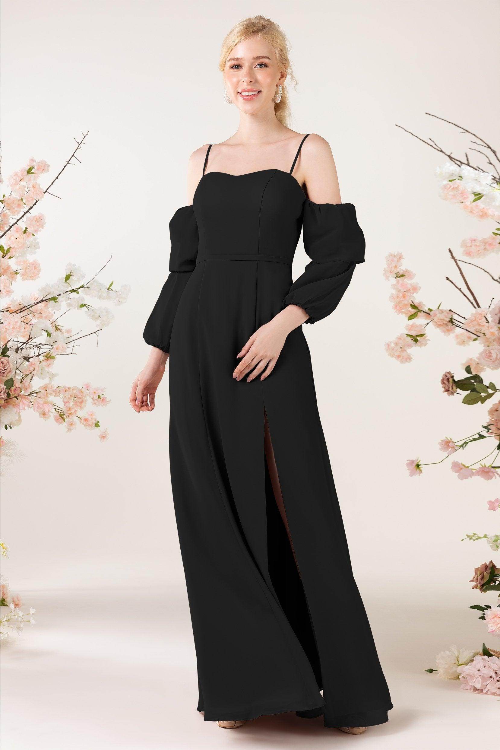 Trumpet Sweep-Brush Train Chiffon Bridesmaid Dress CB0459 - COCOMELODY