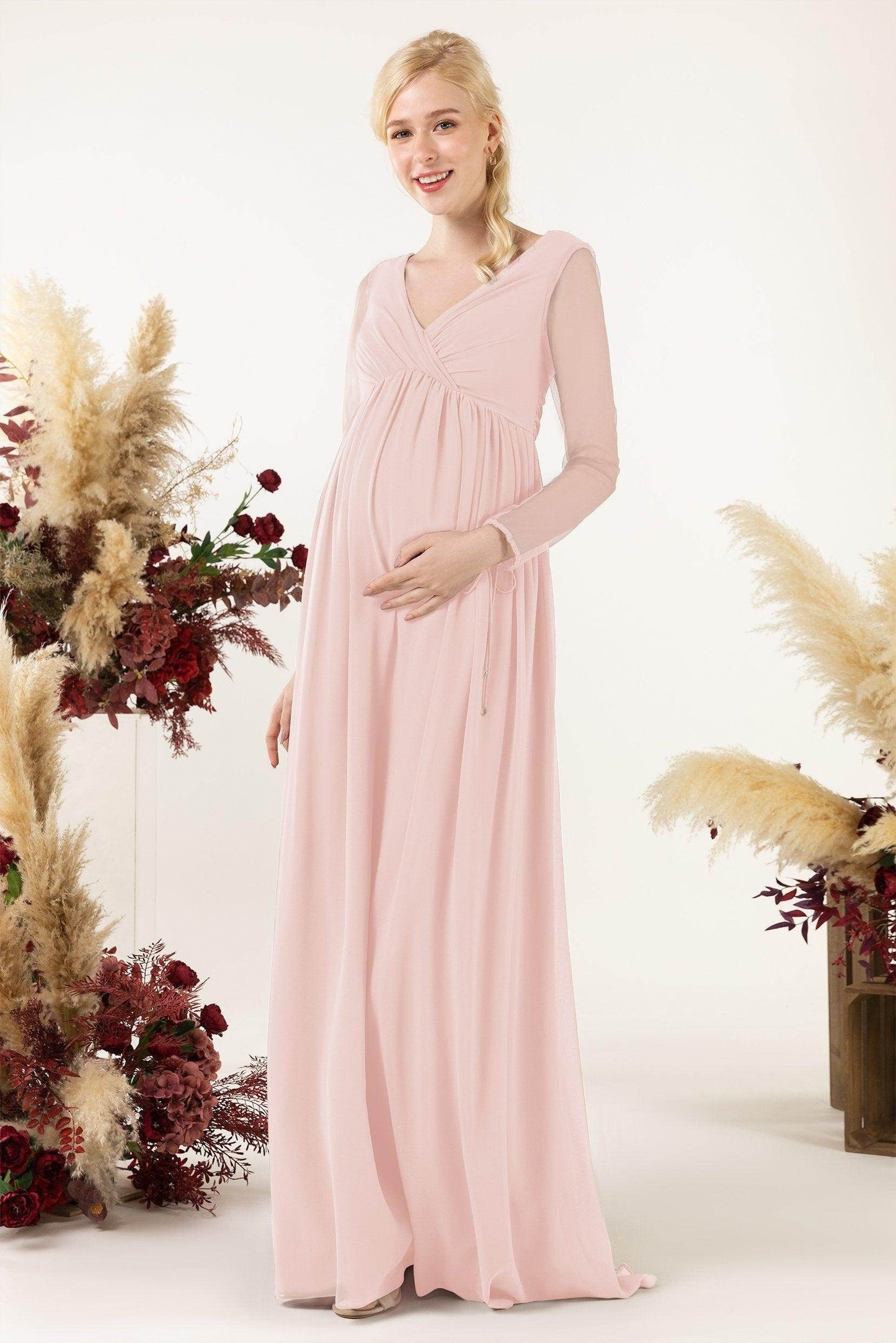 A-Line Sweep-Brush Train Chiffon Bridesmaid Dress CB0461M - COCOMELODY