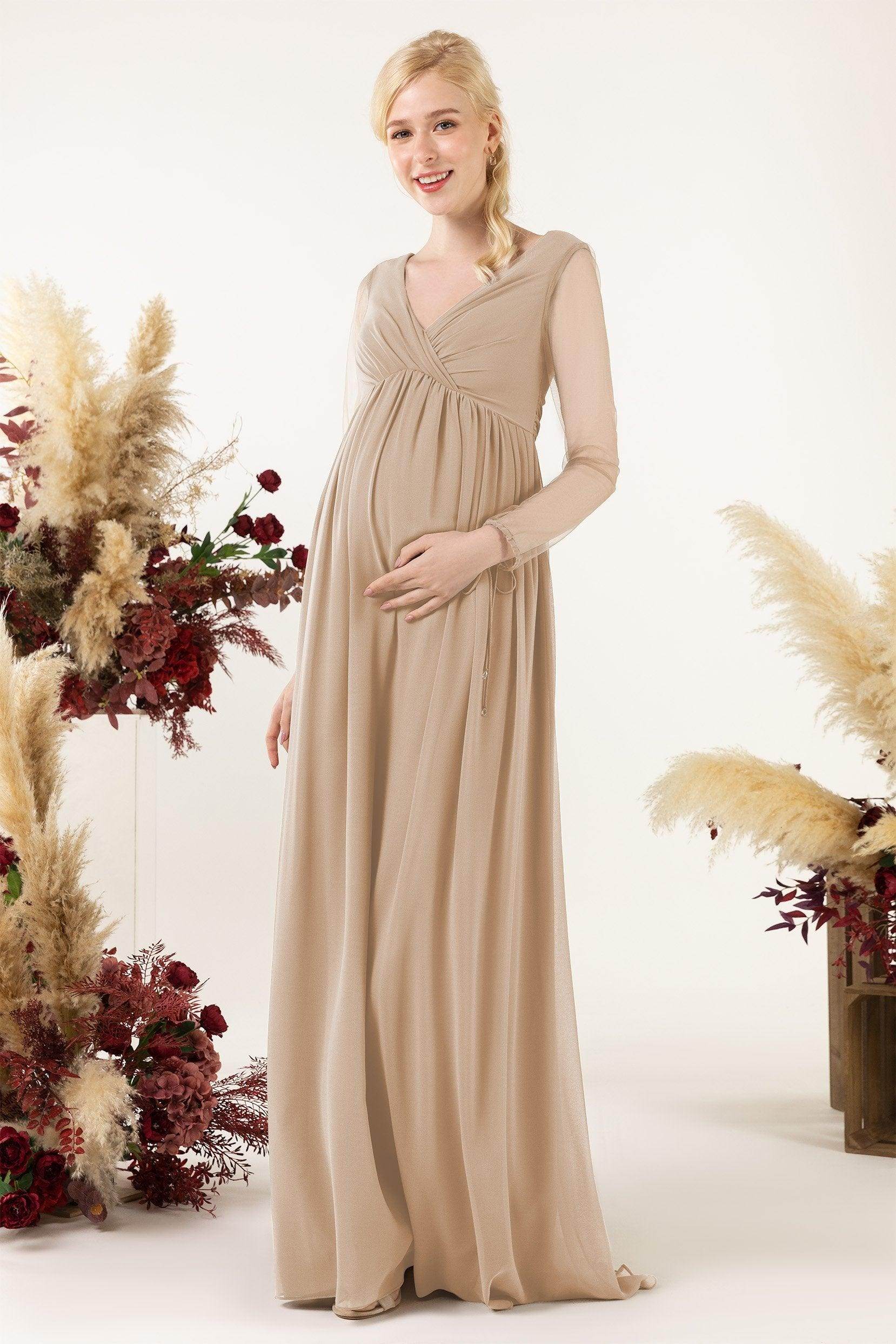 A-Line Sweep-Brush Train Chiffon Bridesmaid Dress CB0461M - COCOMELODY
