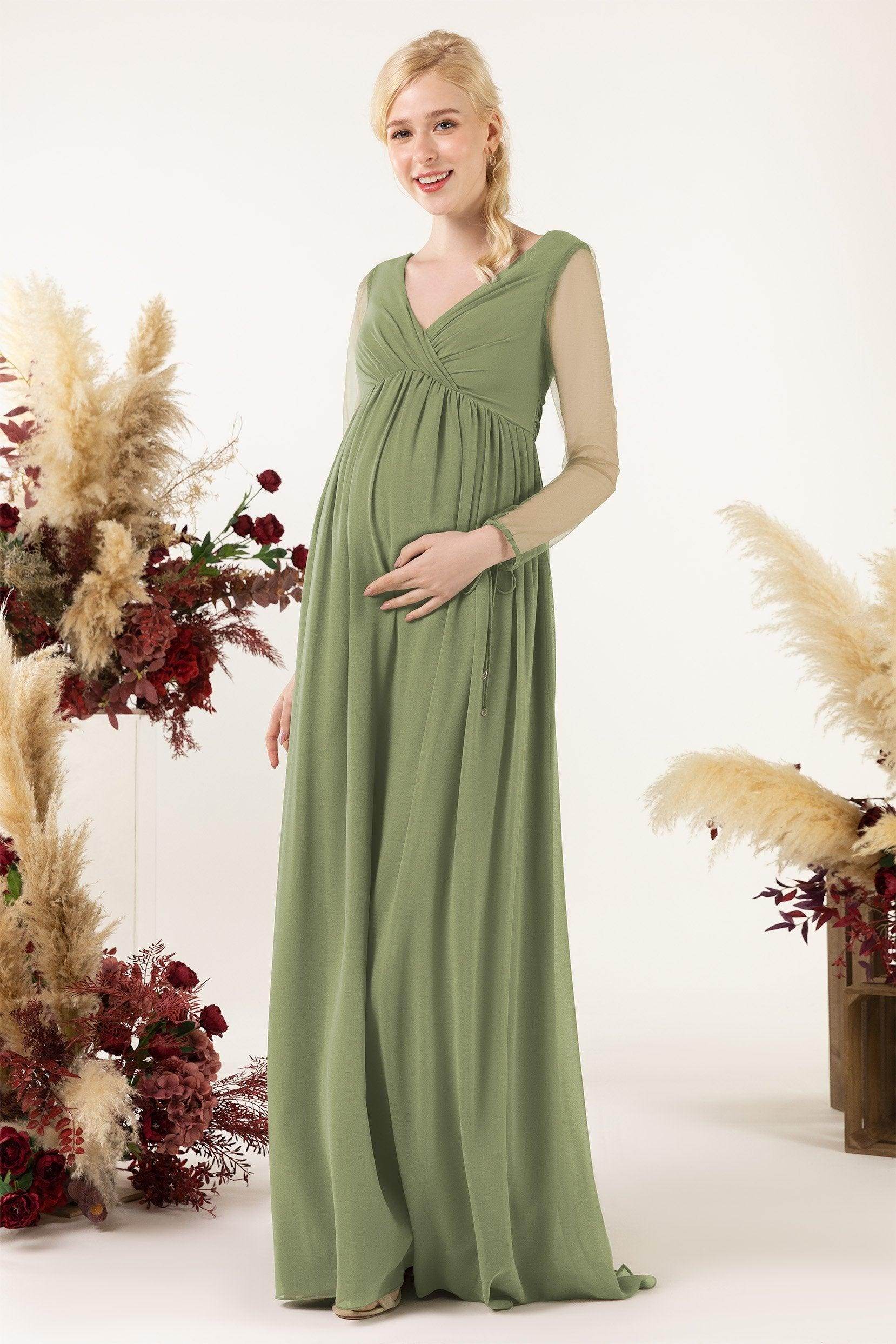 A-Line Sweep-Brush Train Chiffon Bridesmaid Dress CB0461M - COCOMELODY