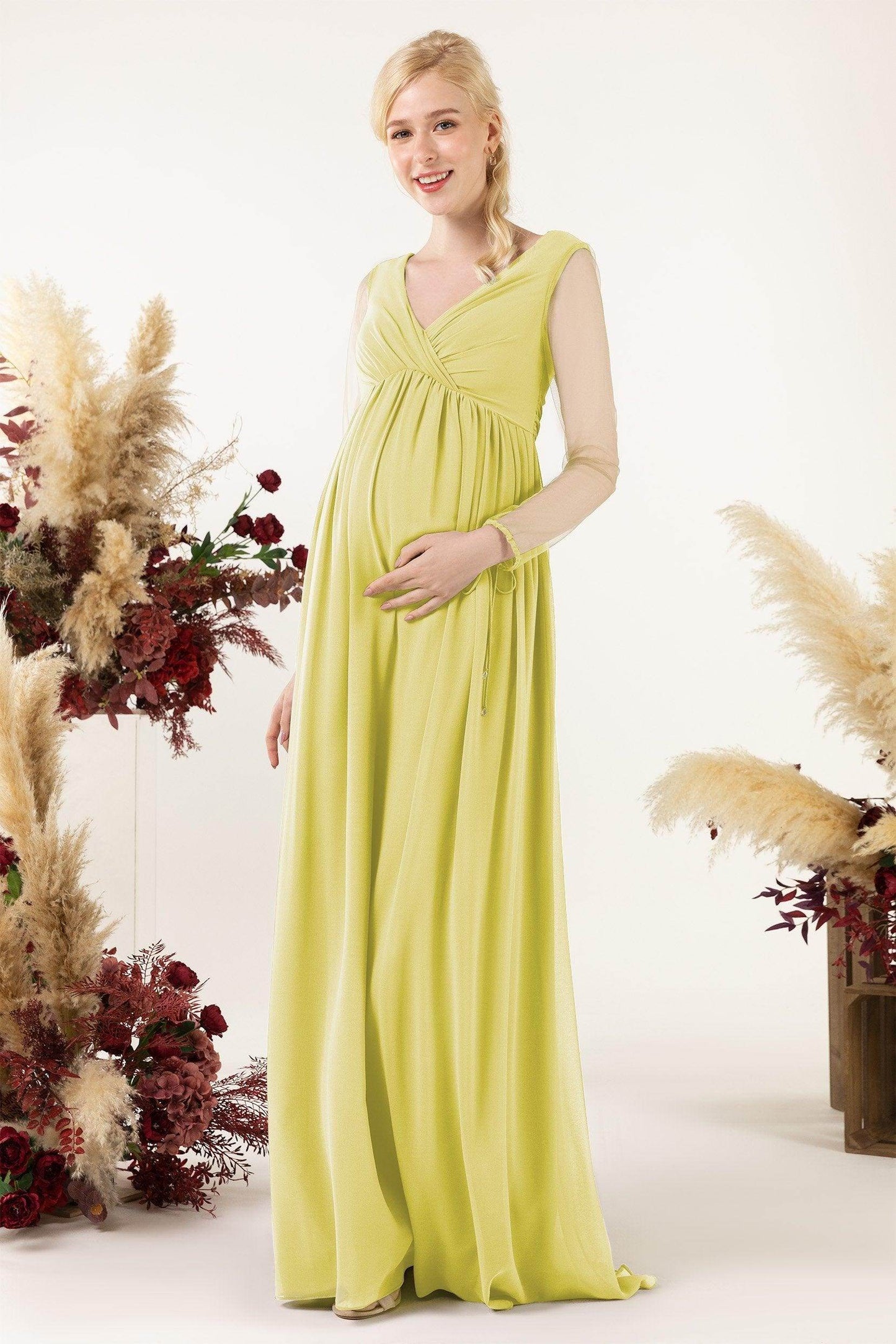 A-Line Sweep-Brush Train Chiffon Bridesmaid Dress CB0461M - COCOMELODY