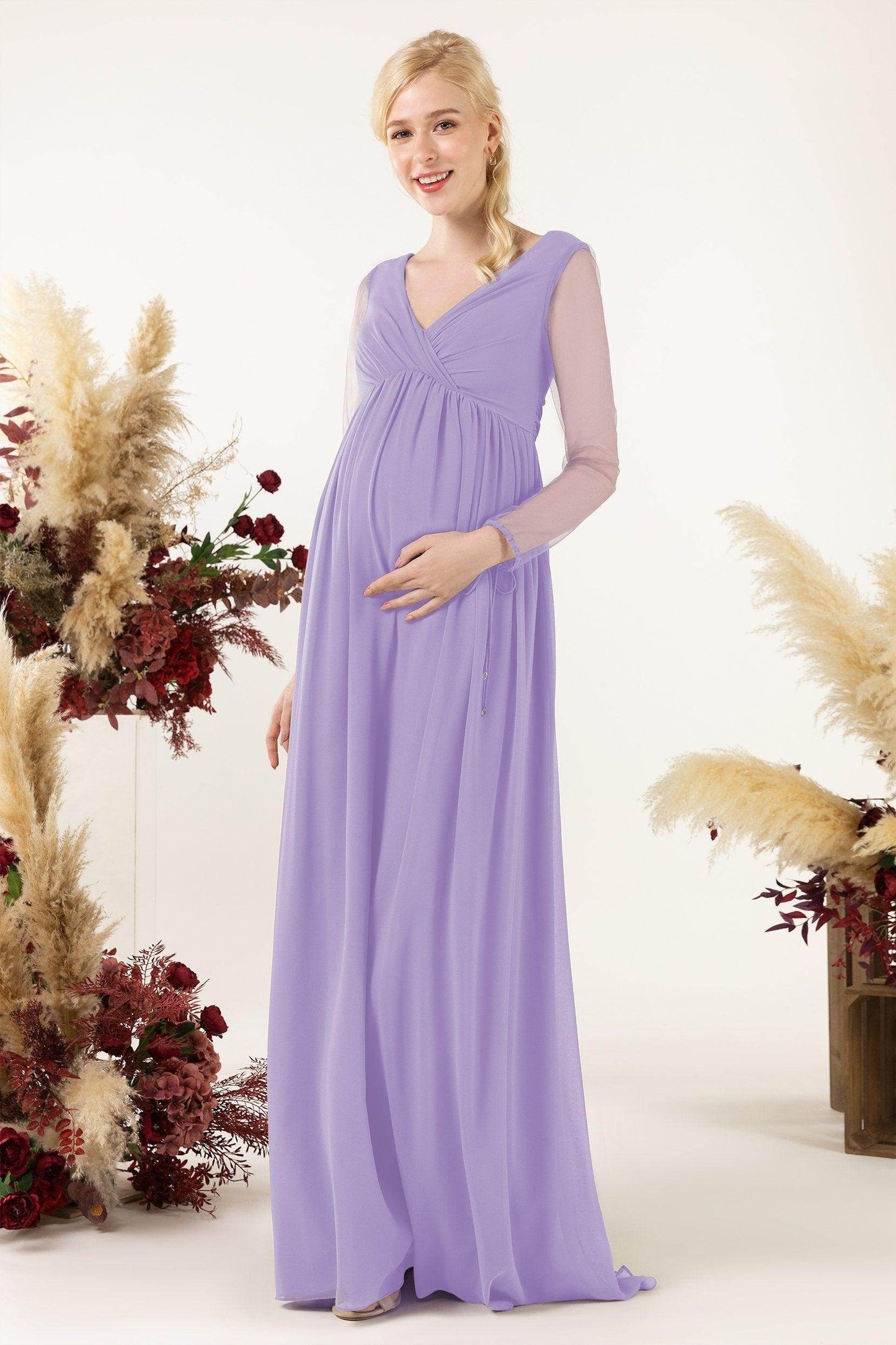 A-Line Sweep-Brush Train Chiffon Bridesmaid Dress CB0461M - COCOMELODY
