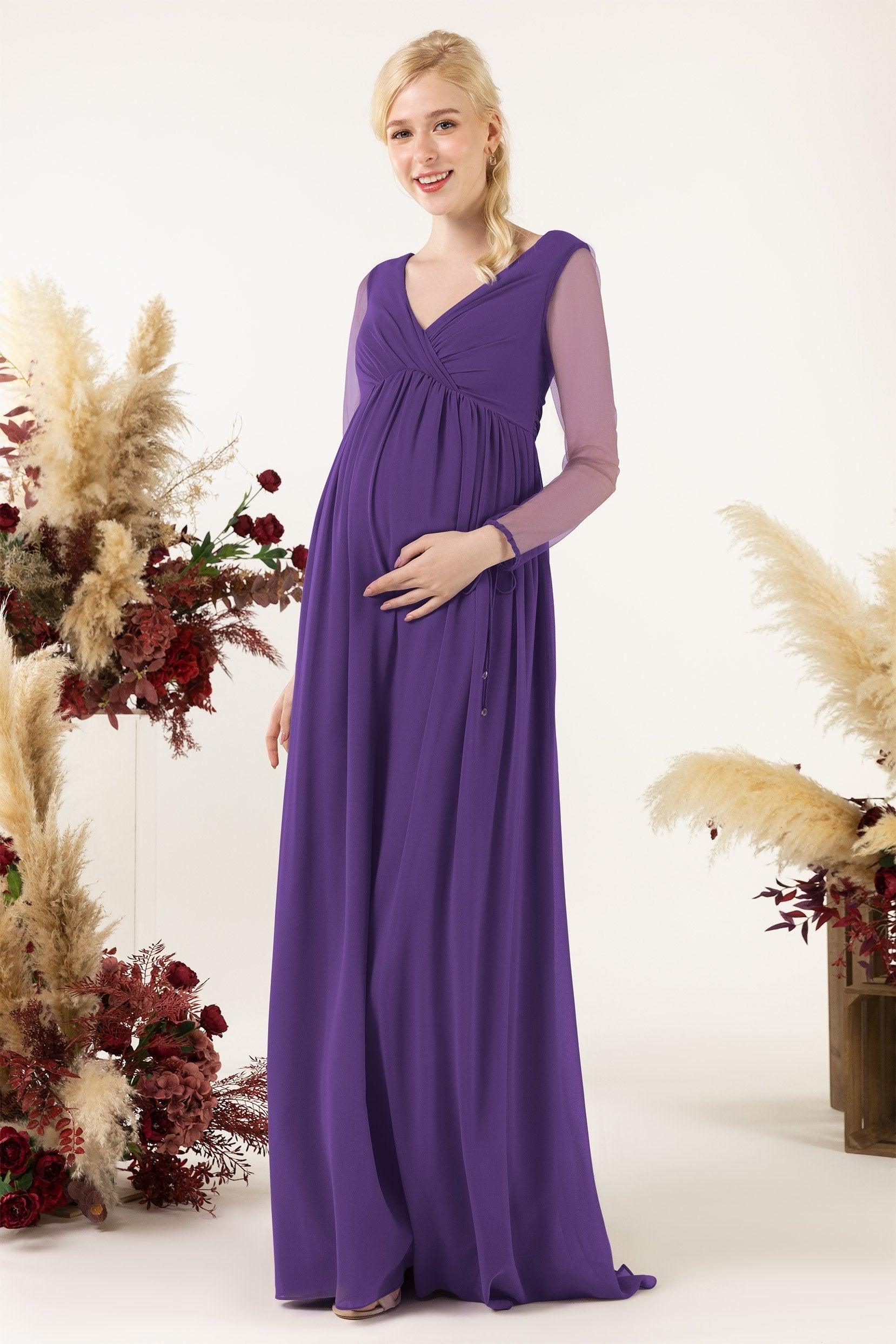 A-Line Sweep-Brush Train Chiffon Bridesmaid Dress CB0461M - COCOMELODY