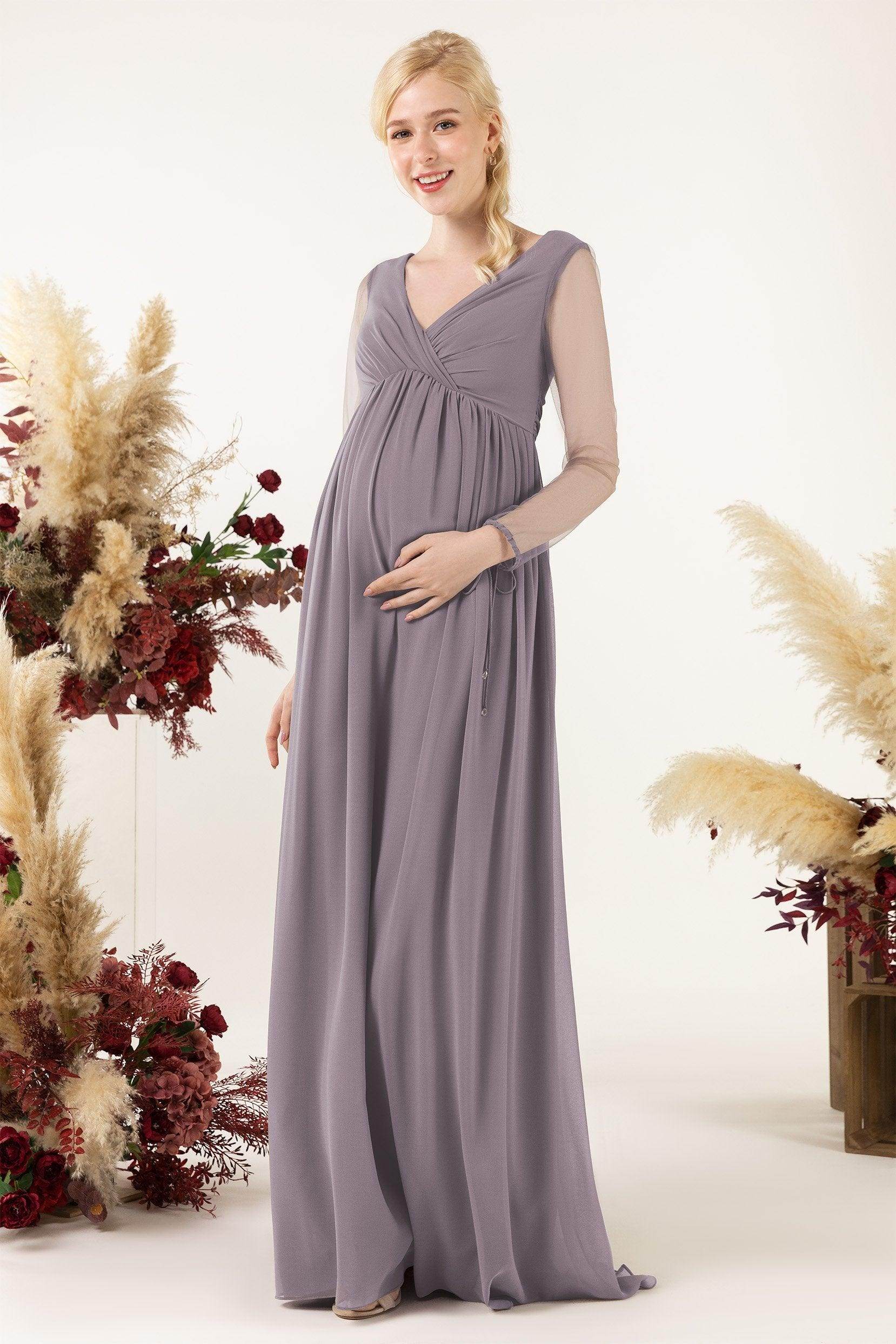 A-Line Sweep-Brush Train Chiffon Bridesmaid Dress CB0461M - COCOMELODY