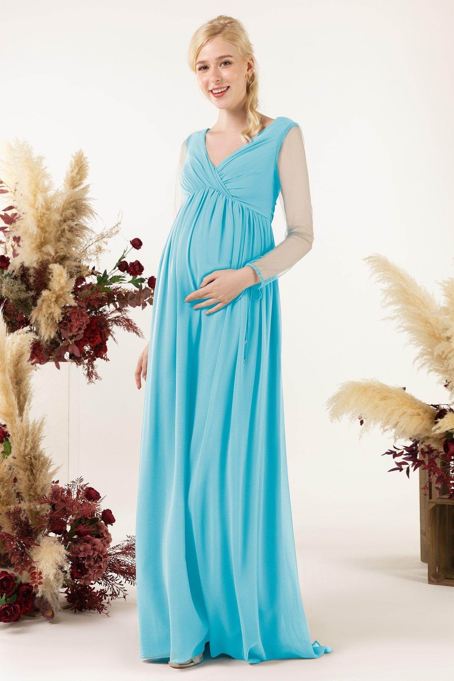 A-Line Sweep-Brush Train Chiffon Bridesmaid Dress CB0461M - COCOMELODY