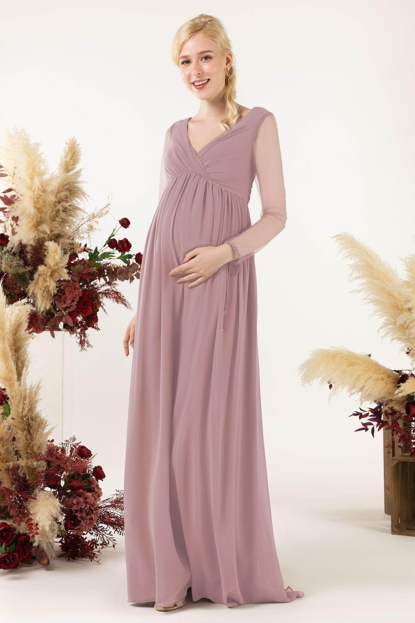 A-Line Sweep-Brush Train Chiffon Bridesmaid Dress CB0461M - COCOMELODY