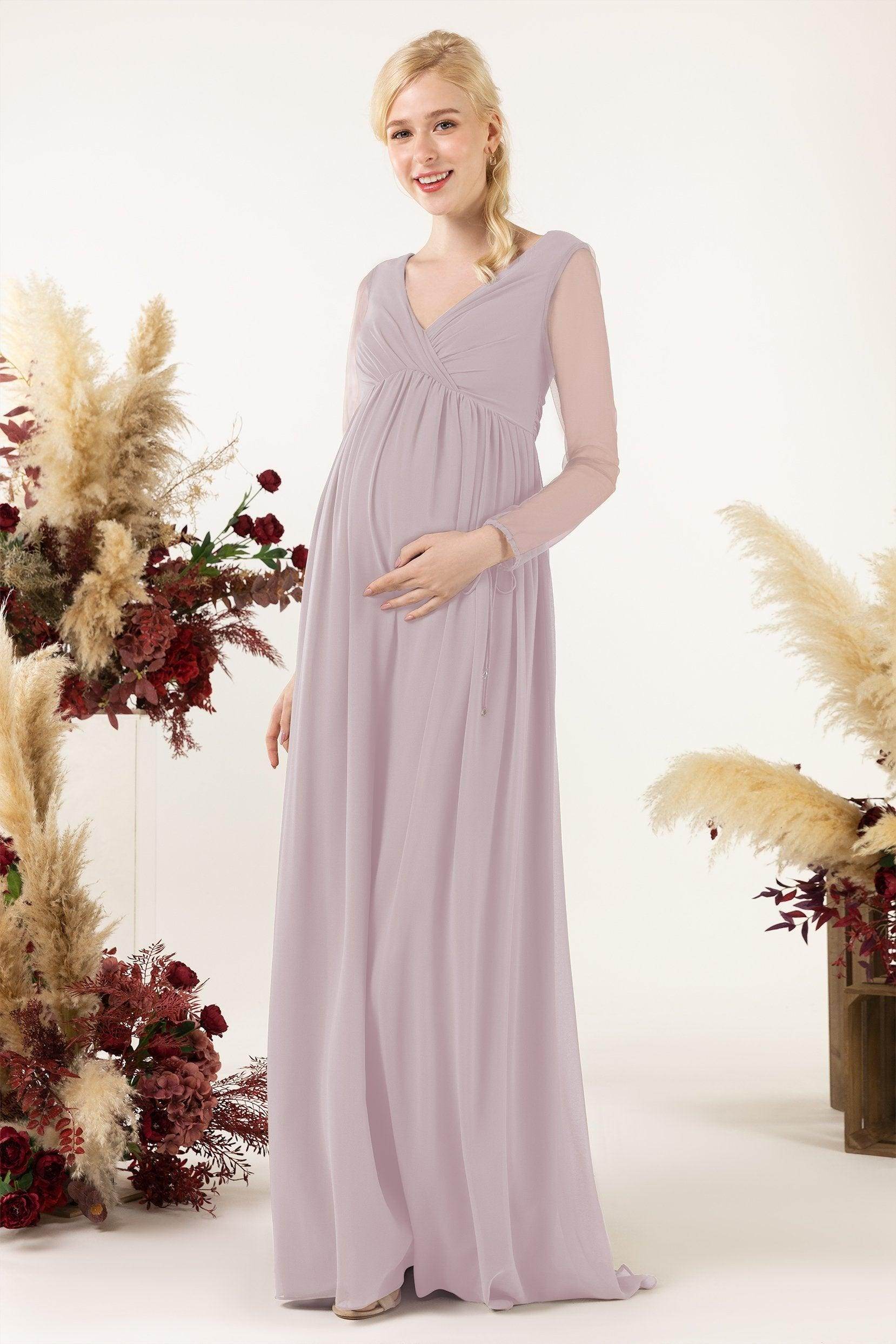 A-Line Sweep-Brush Train Chiffon Bridesmaid Dress CB0461M - COCOMELODY