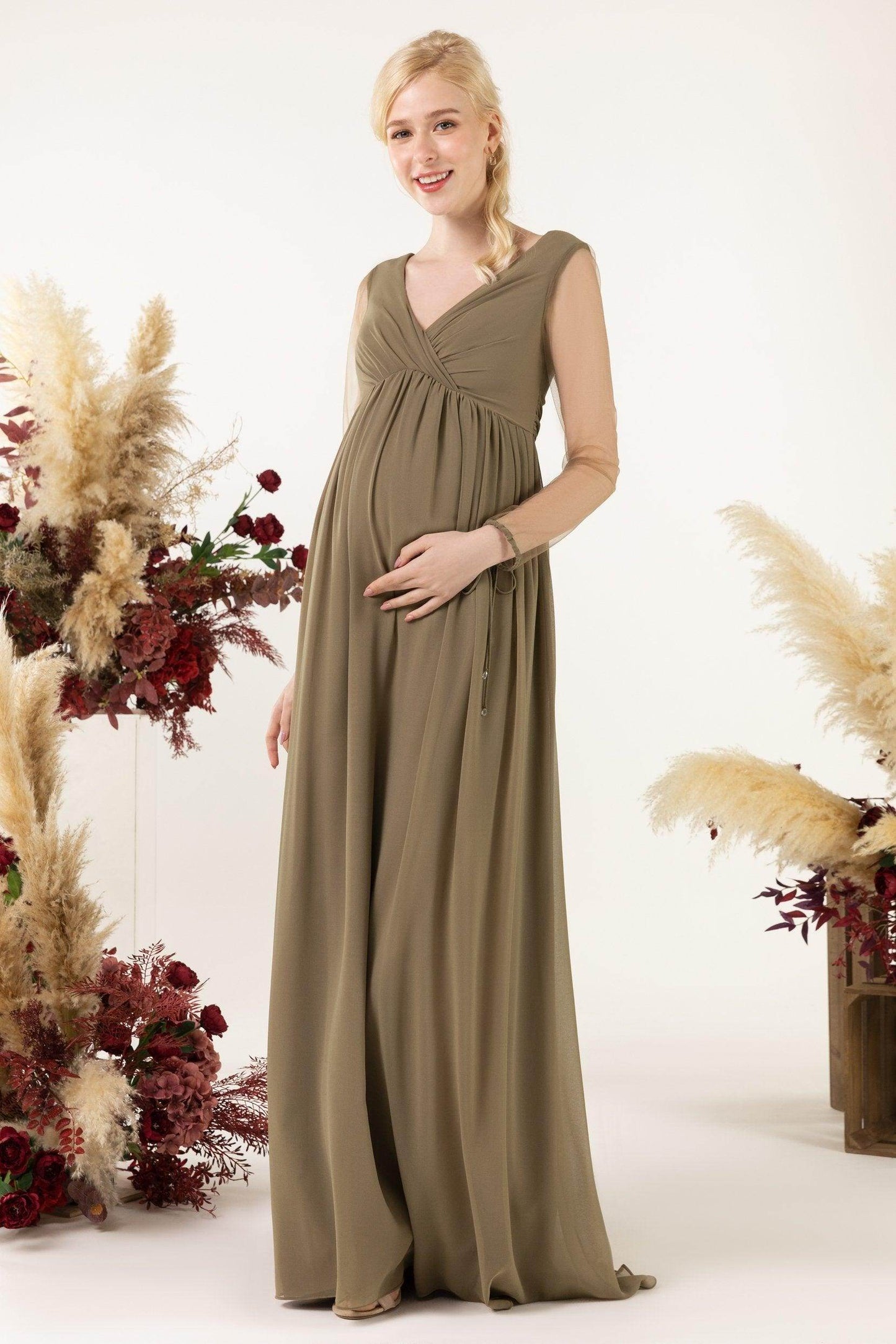 A-Line Sweep-Brush Train Chiffon Bridesmaid Dress CB0461M - COCOMELODY