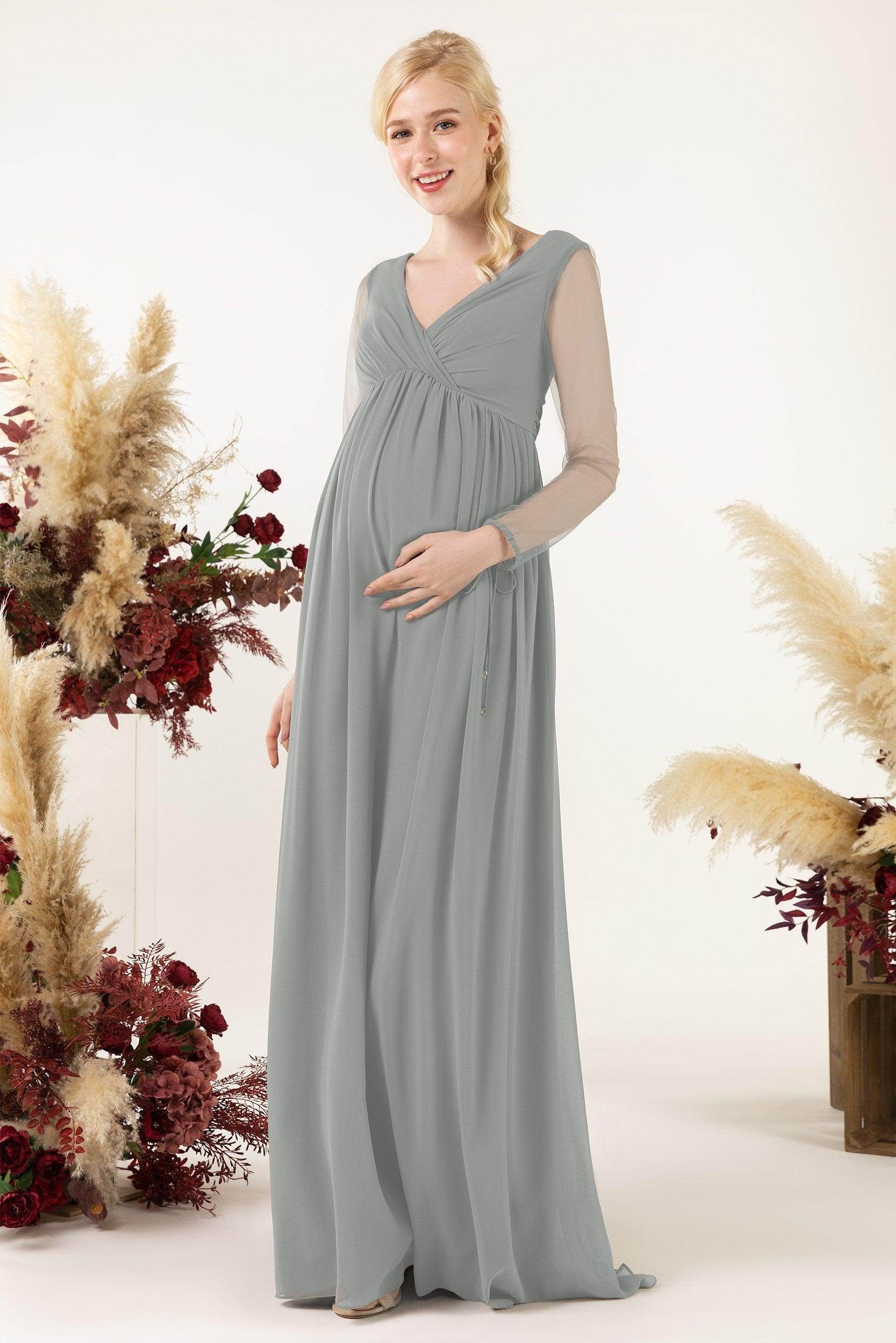 A-Line Sweep-Brush Train Chiffon Bridesmaid Dress CB0461M - COCOMELODY