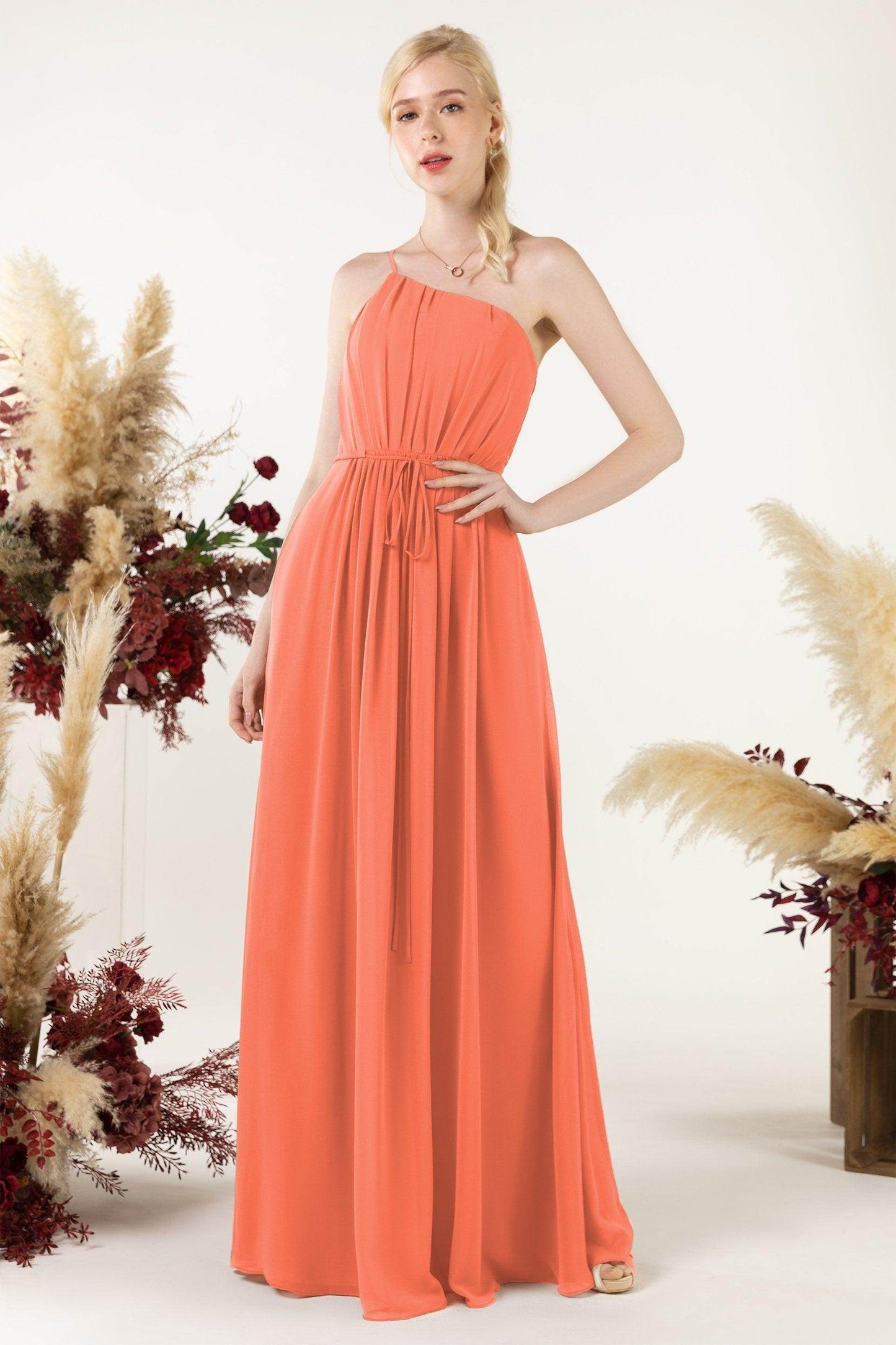 A-Line Floor Length Chiffon Bridesmaid Dress CB0462 - COCOMELODY