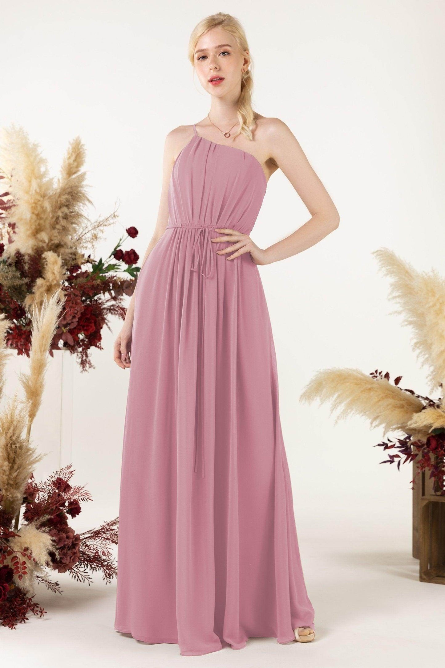 A-Line Floor Length Chiffon Bridesmaid Dress CB0462 - COCOMELODY