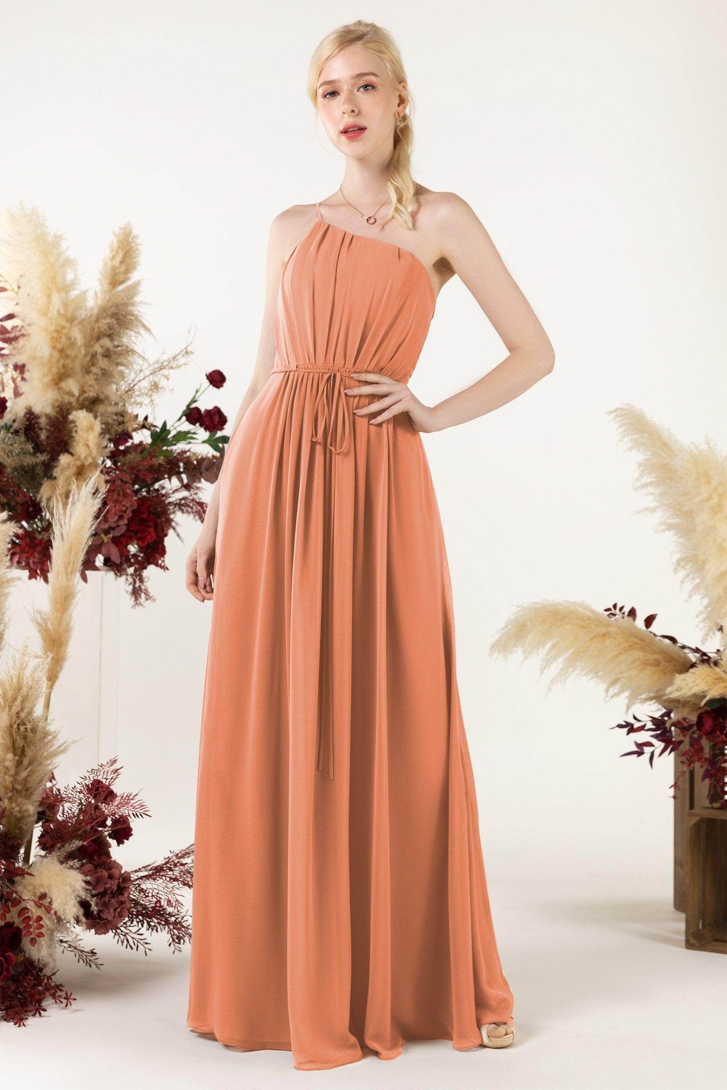 A-Line Floor Length Chiffon Bridesmaid Dress CB0462 - COCOMELODY