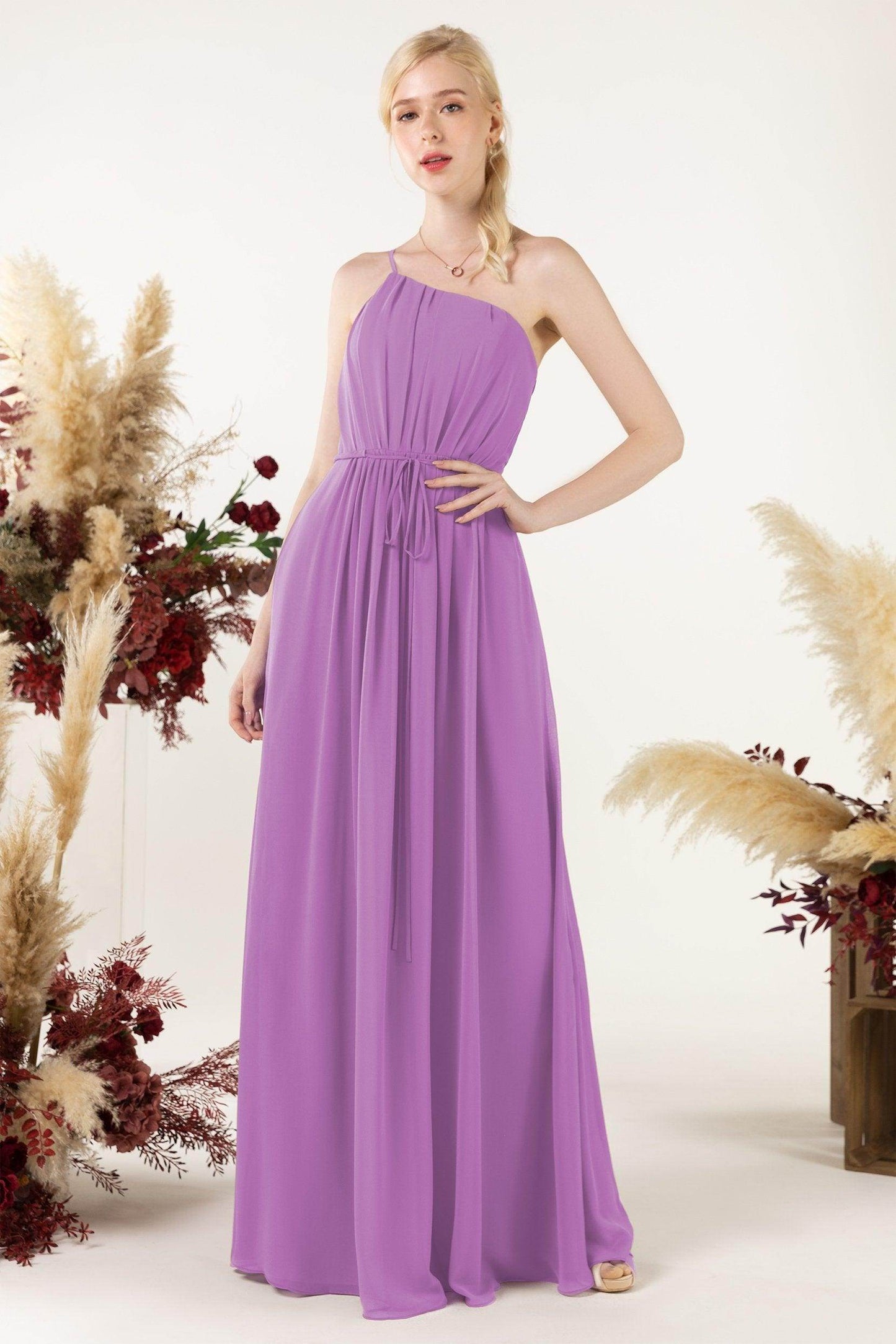 A-Line Floor Length Chiffon Bridesmaid Dress CB0462 - COCOMELODY