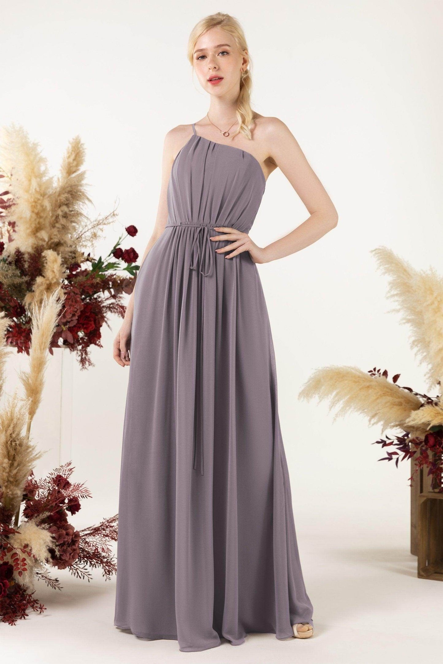 A-Line Floor Length Chiffon Bridesmaid Dress CB0462 - COCOMELODY