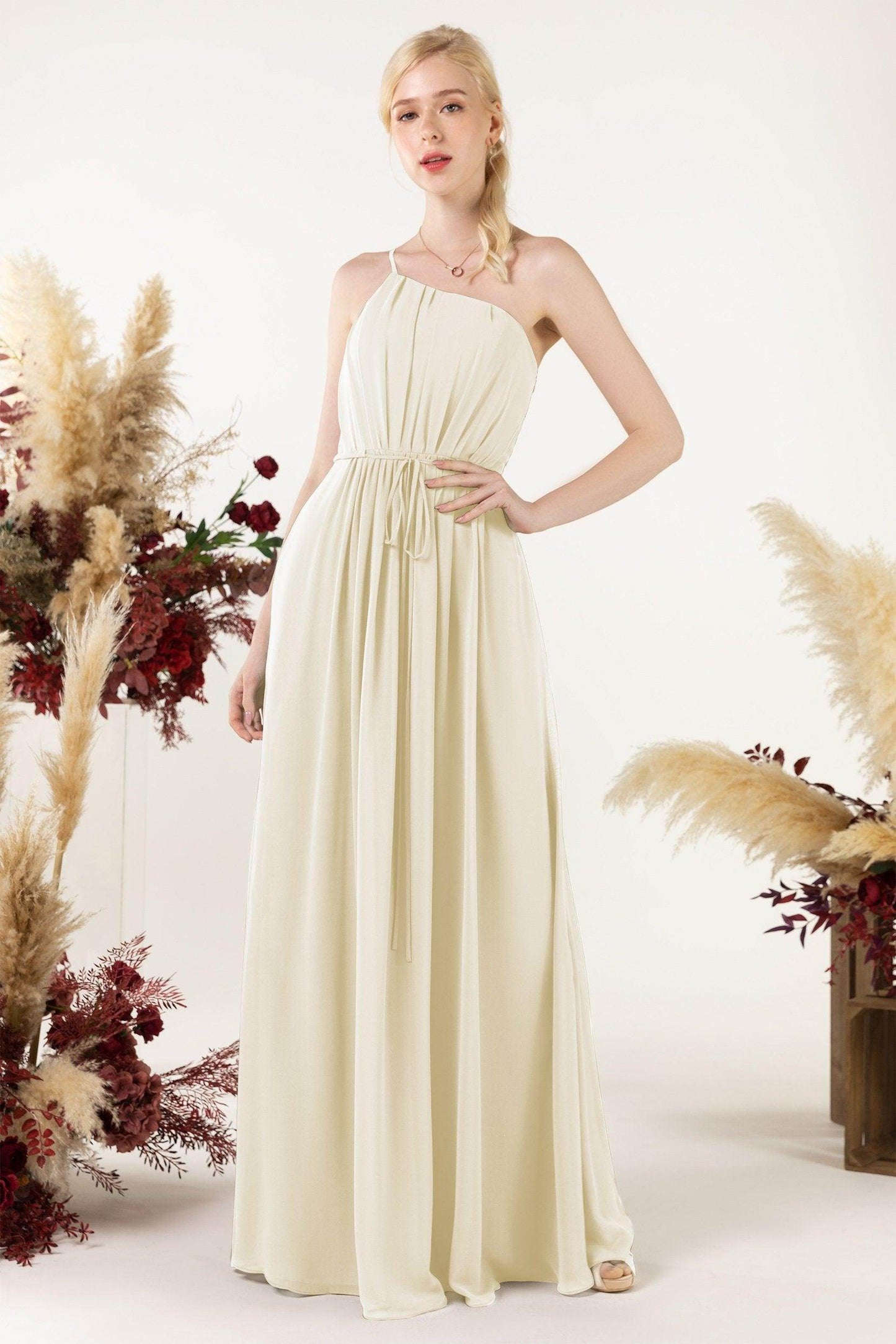 A-Line Floor Length Chiffon Bridesmaid Dress CB0462 - COCOMELODY