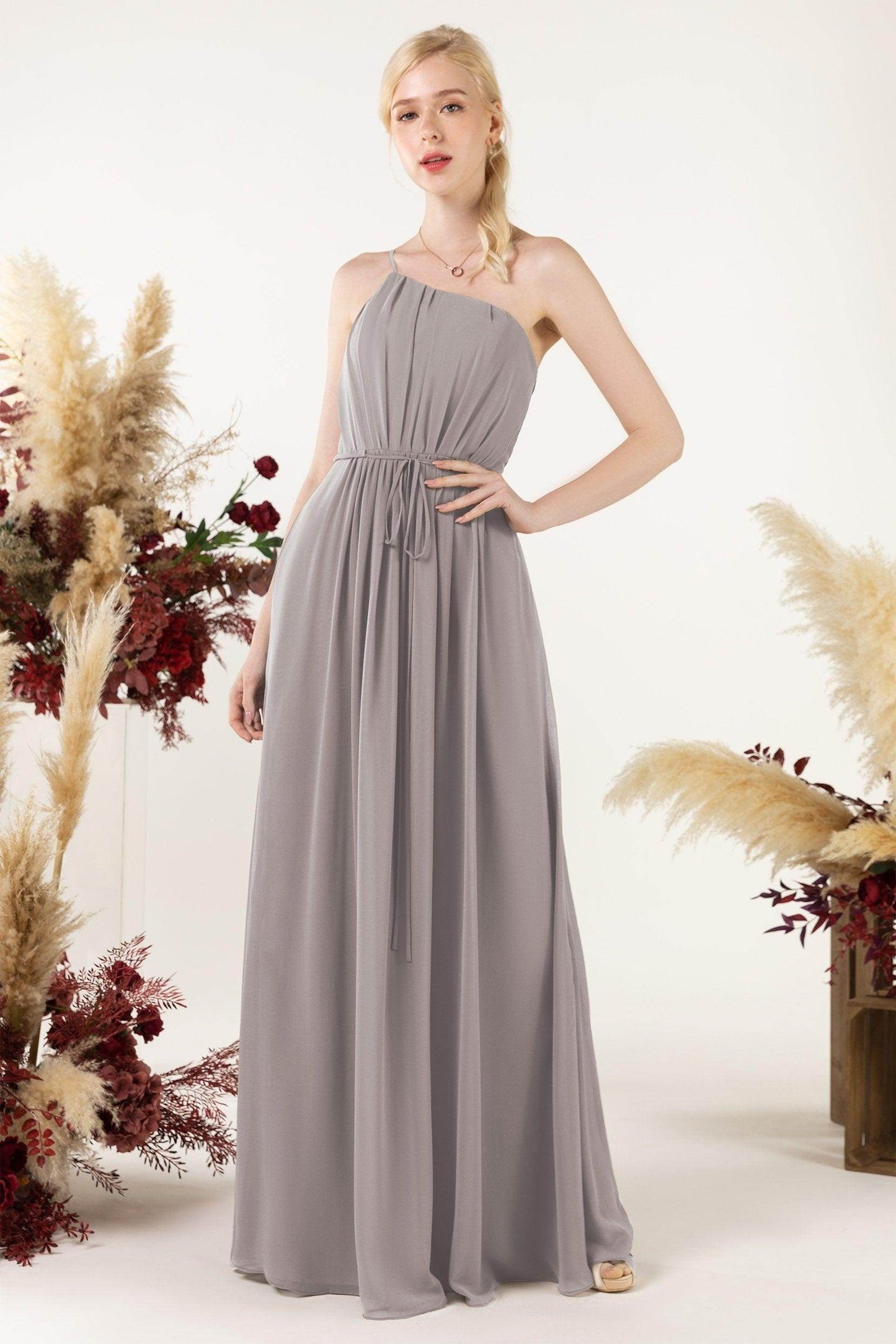 A-Line Floor Length Chiffon Bridesmaid Dress CB0462 - COCOMELODY