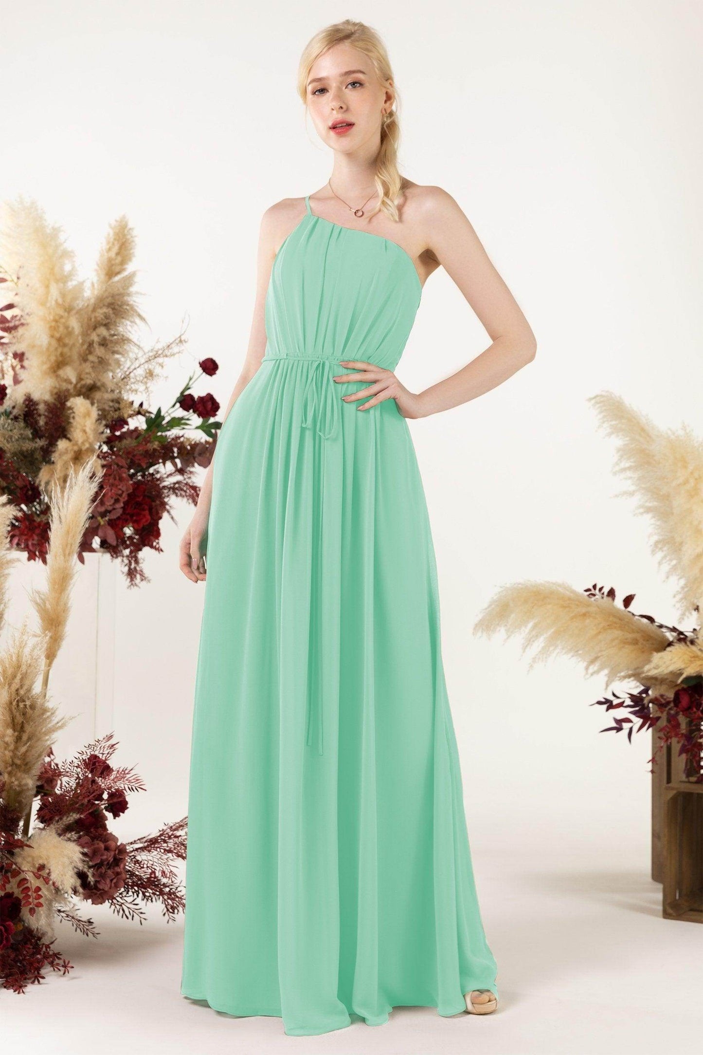 A-Line Floor Length Chiffon Bridesmaid Dress CB0462 - COCOMELODY