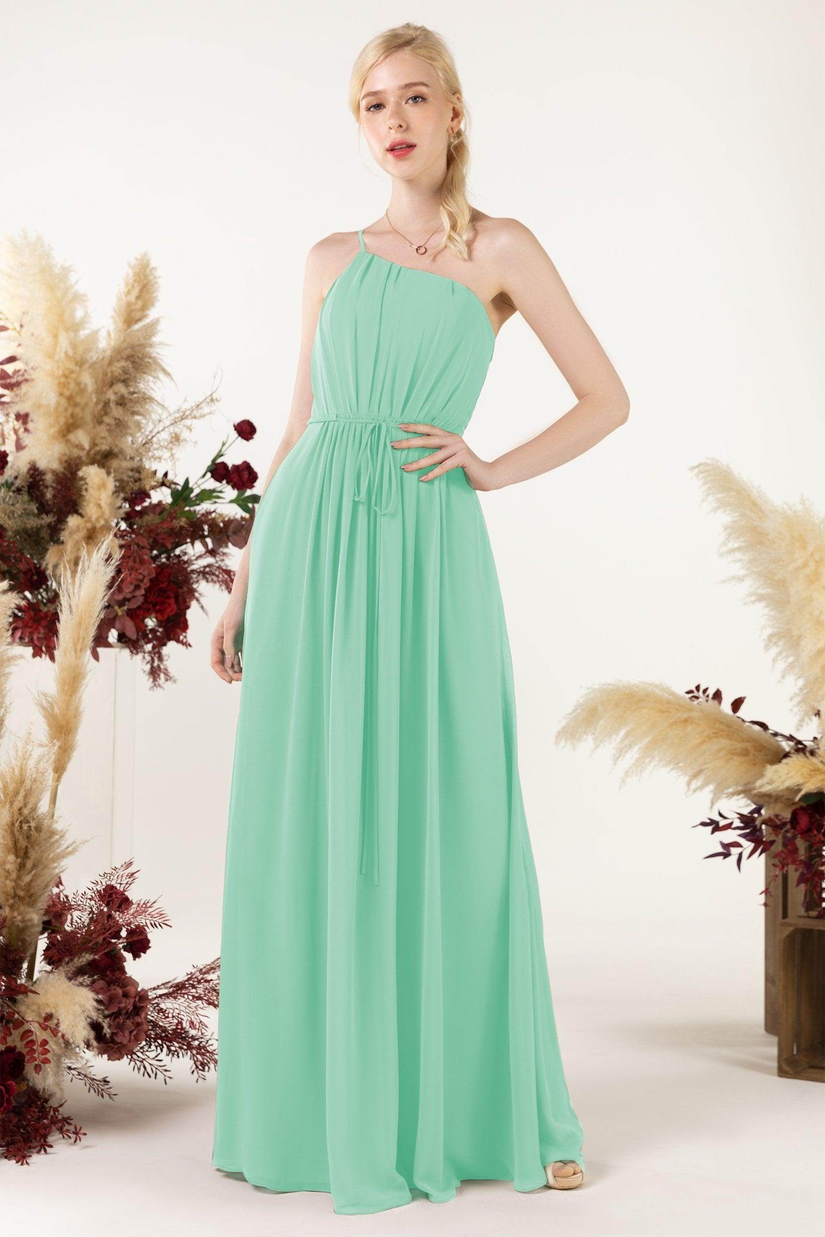 A-Line Floor Length Chiffon Bridesmaid Dress CB0462 - COCOMELODY