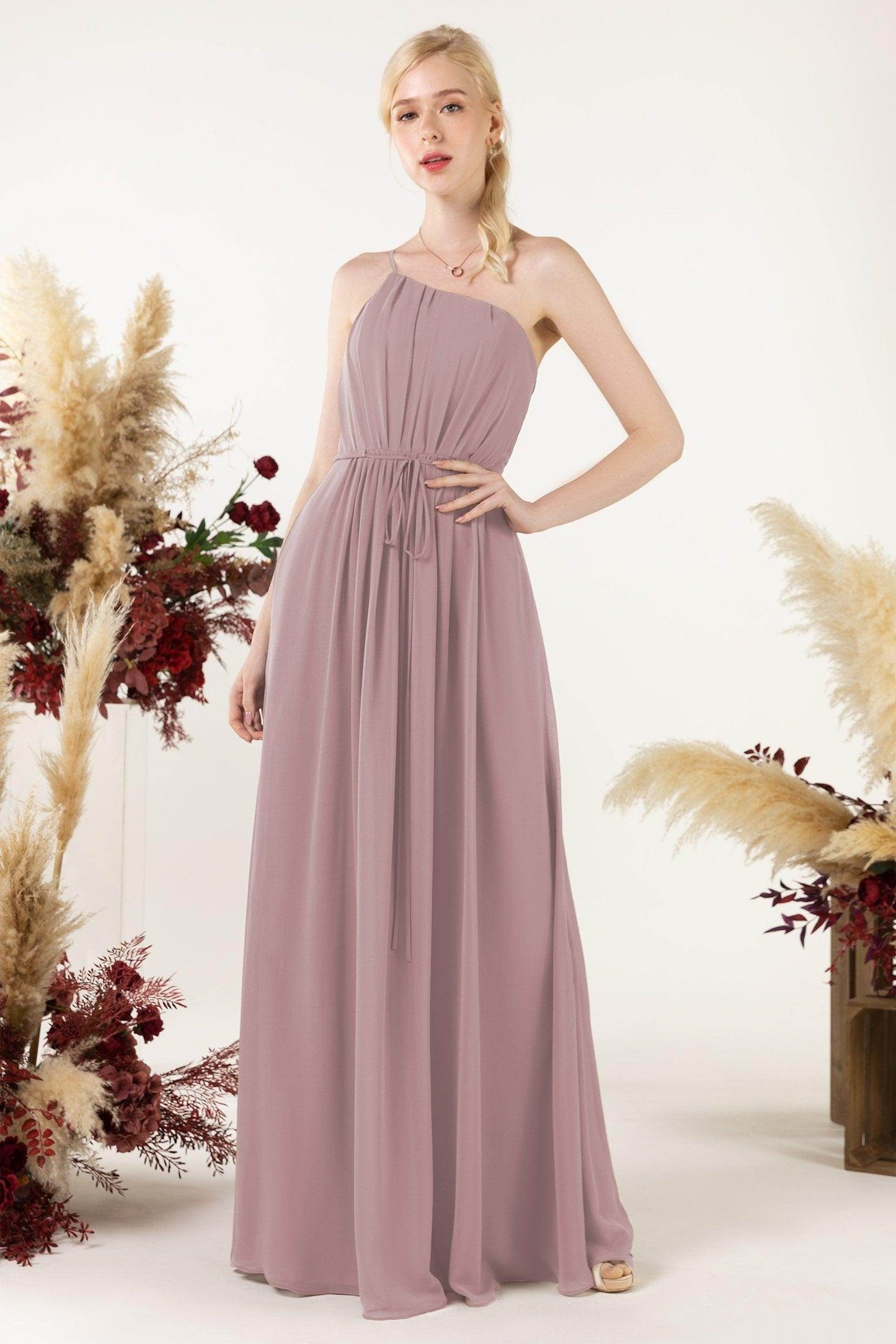 A-Line Floor Length Chiffon Bridesmaid Dress CB0462 - COCOMELODY