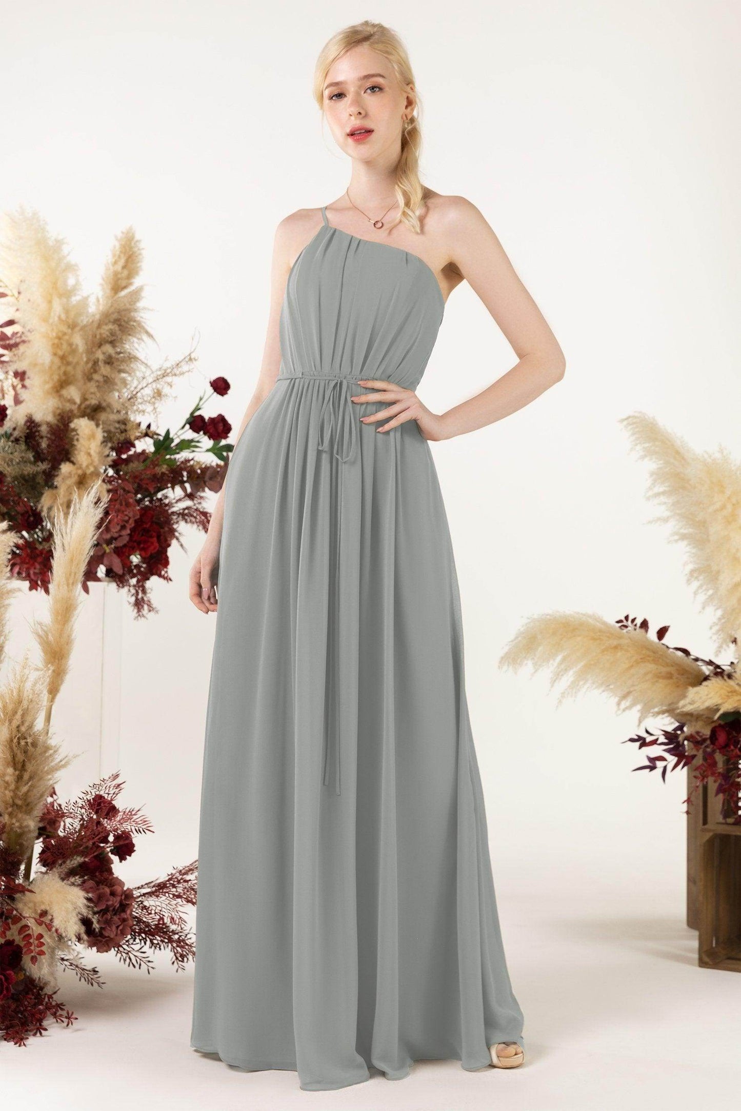 A-Line Floor Length Chiffon Bridesmaid Dress CB0462 - COCOMELODY