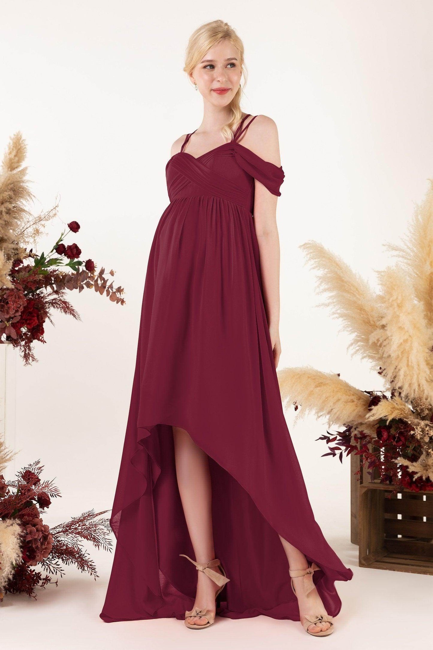 Asymmetrical Sweep Train Chiffon Bridesmaid Dress CB0464M - COCOMELODY