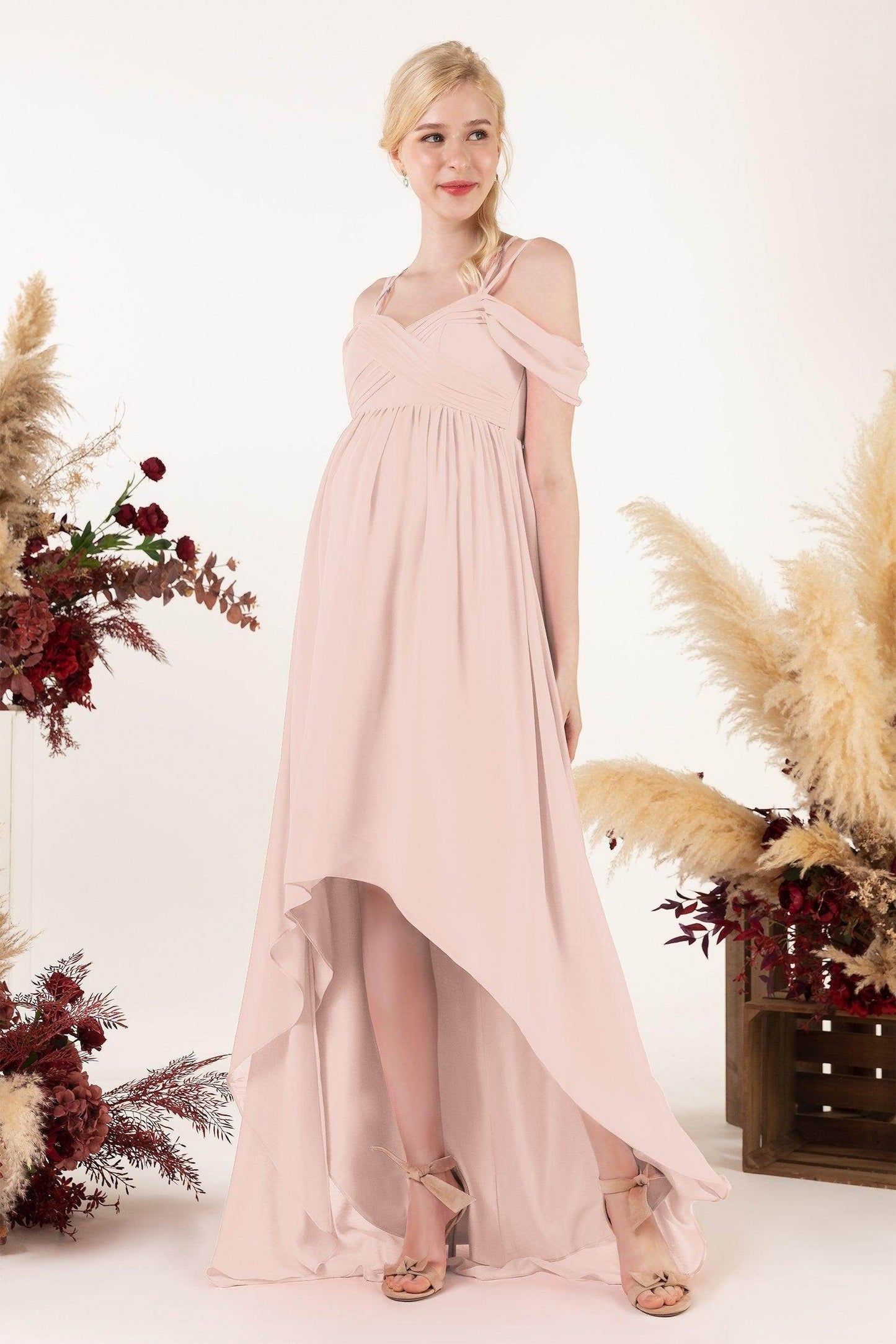 Asymmetrical Sweep Train Chiffon Bridesmaid Dress CB0464M - COCOMELODY