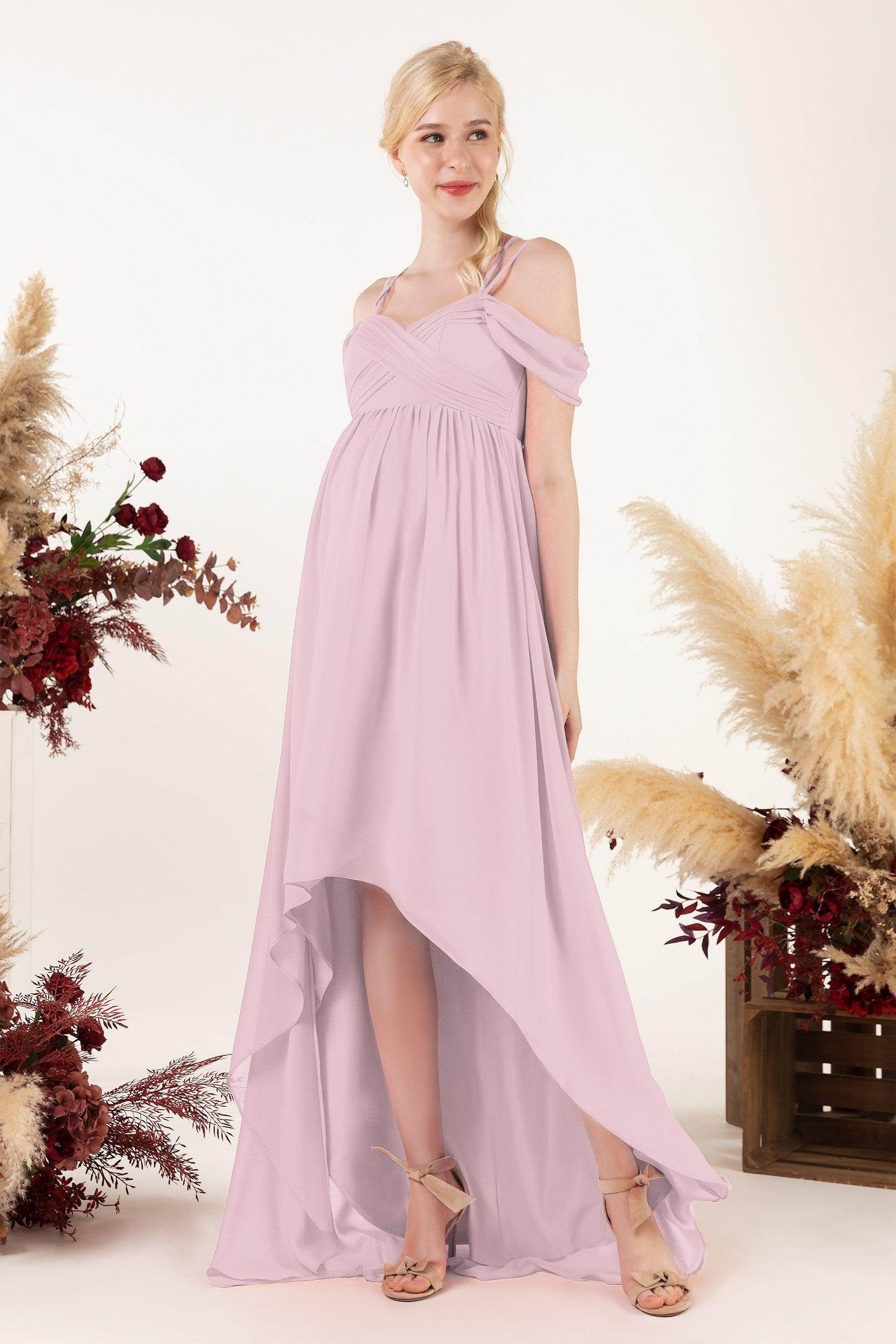 Asymmetrical Sweep Train Chiffon Bridesmaid Dress CB0464M - COCOMELODY