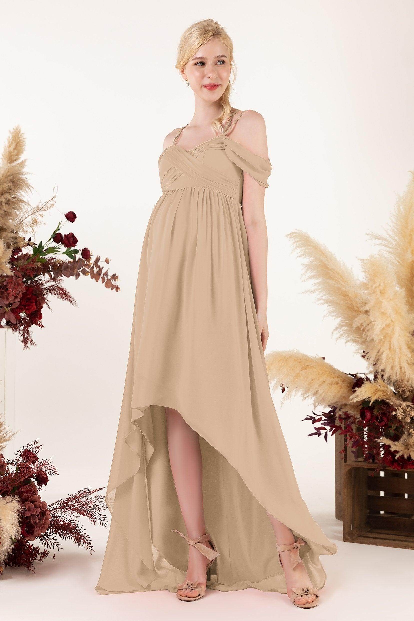 Asymmetrical Sweep Train Chiffon Bridesmaid Dress CB0464M - COCOMELODY
