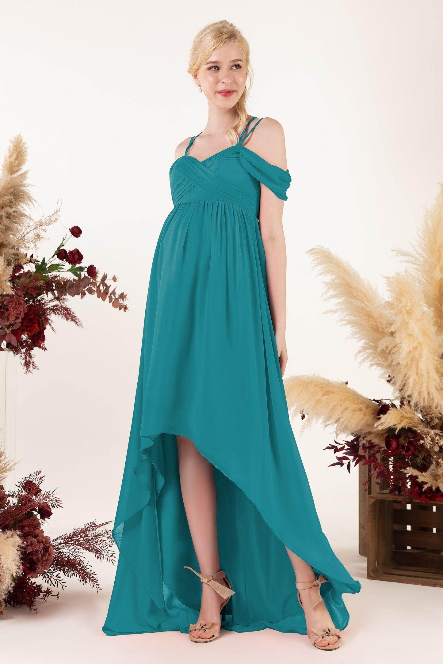 Asymmetrical Sweep Train Chiffon Bridesmaid Dress CB0464M - COCOMELODY