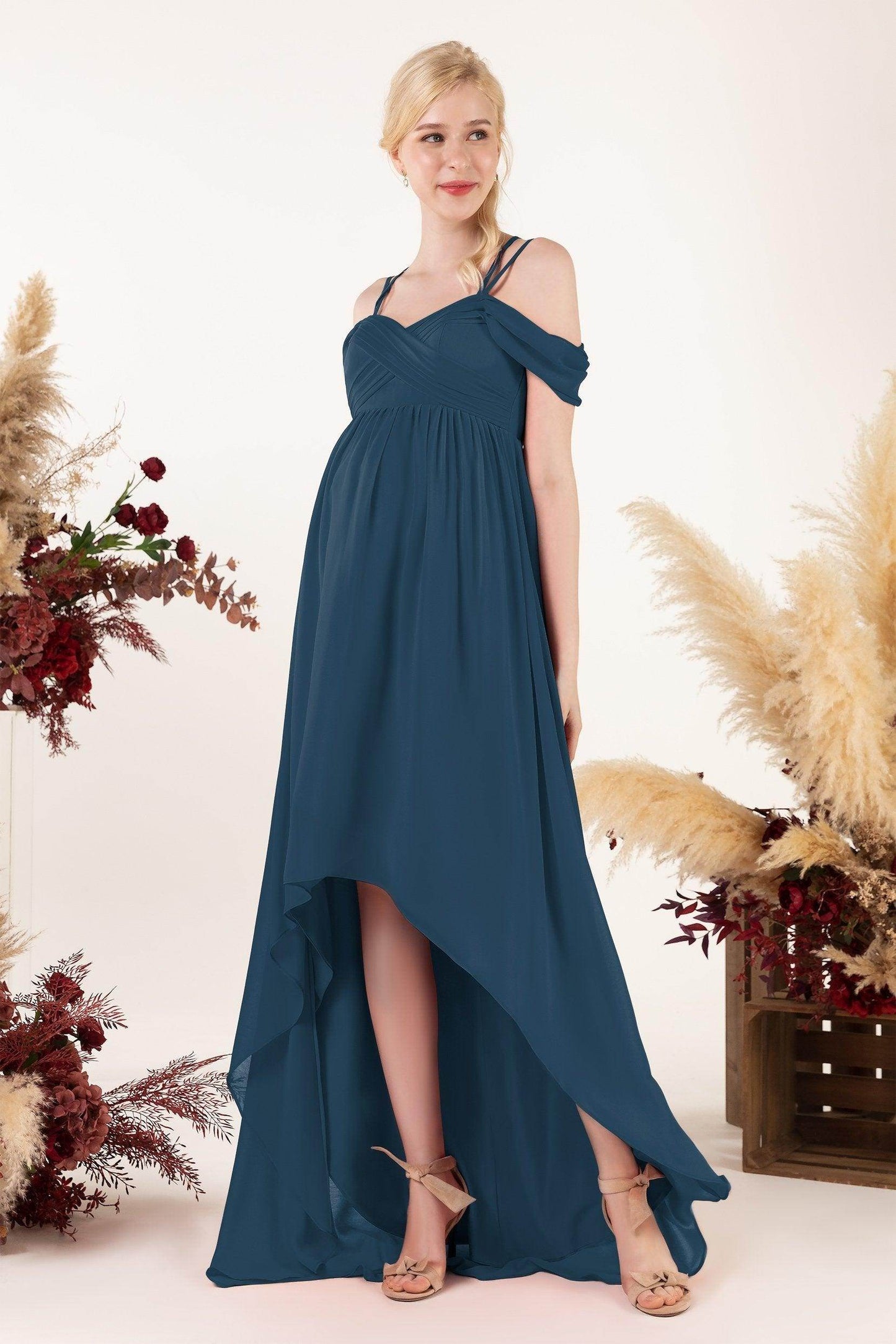 Asymmetrical Sweep Train Chiffon Bridesmaid Dress CB0464M - COCOMELODY