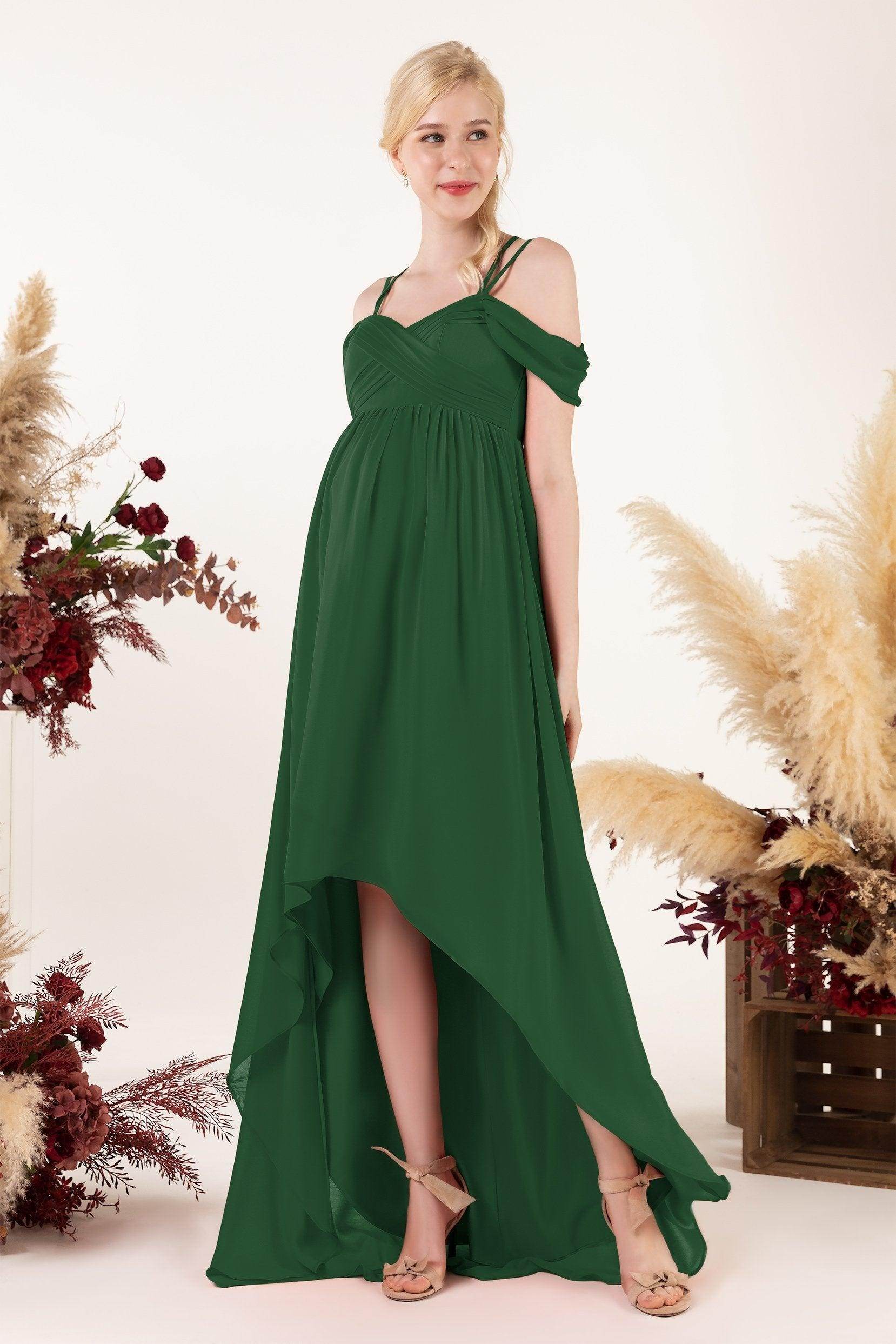 Asymmetrical Sweep Train Chiffon Bridesmaid Dress CB0464M - COCOMELODY