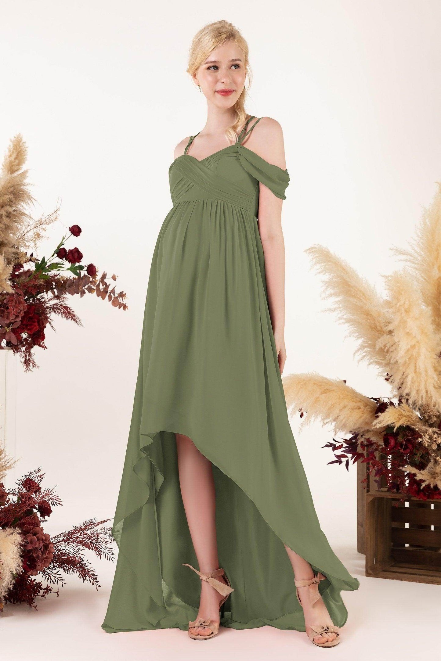 Asymmetrical Sweep Train Chiffon Bridesmaid Dress CB0464M - COCOMELODY