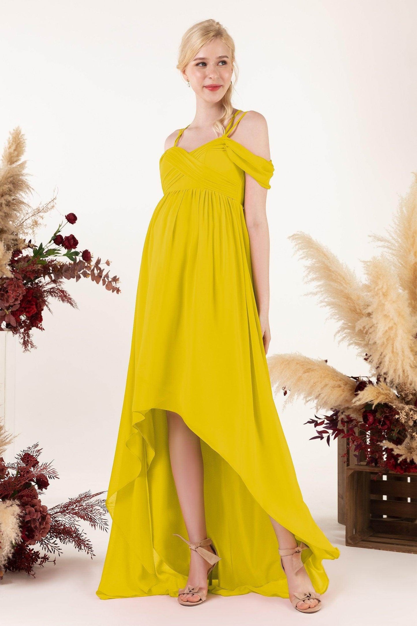 Asymmetrical Sweep Train Chiffon Bridesmaid Dress CB0464M - COCOMELODY