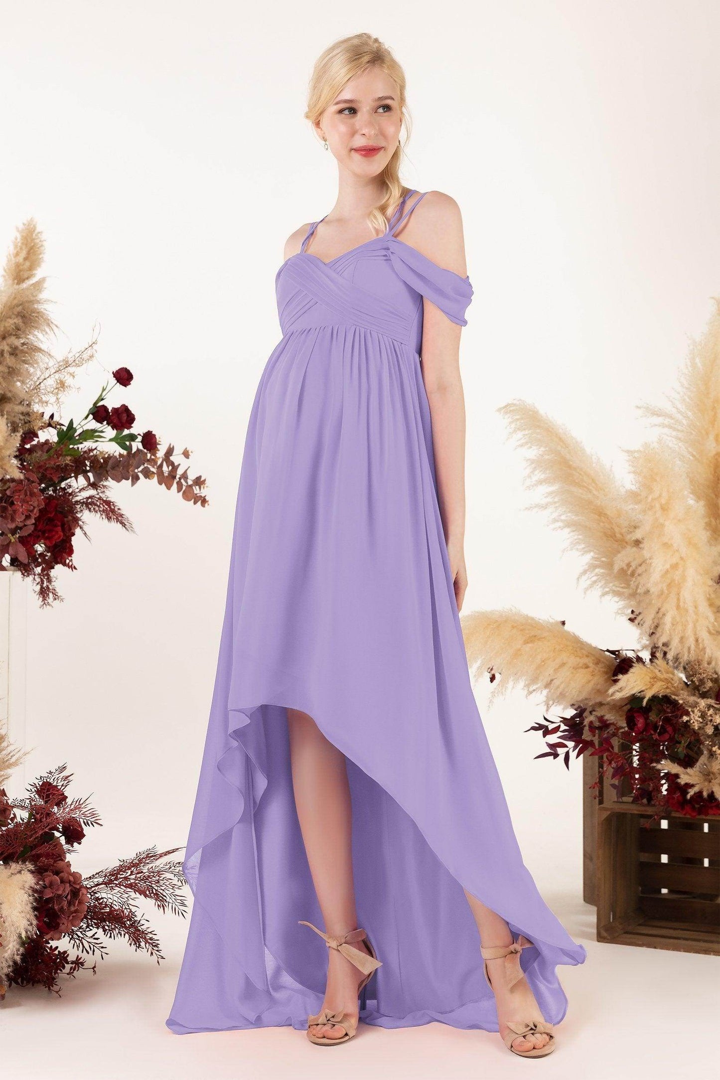 Asymmetrical Sweep Train Chiffon Bridesmaid Dress CB0464M - COCOMELODY