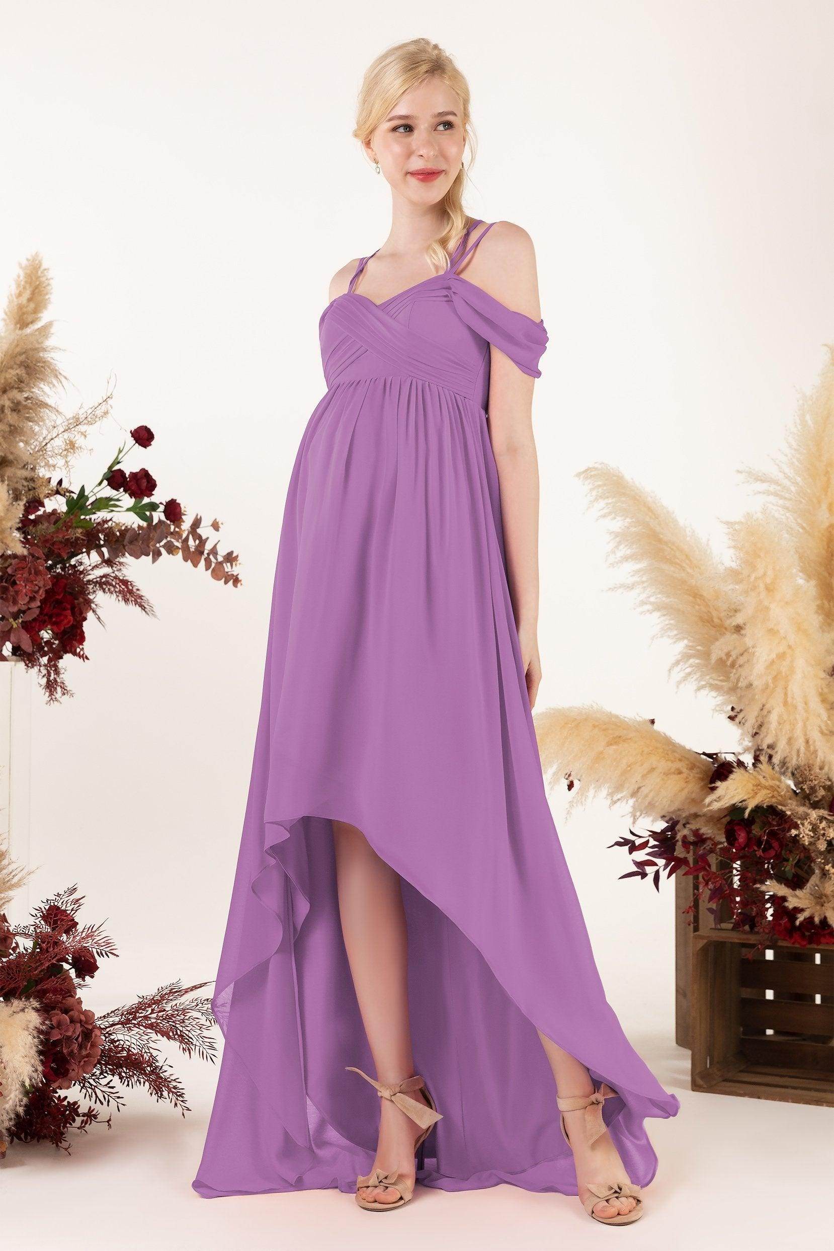 Asymmetrical Sweep Train Chiffon Bridesmaid Dress CB0464M - COCOMELODY