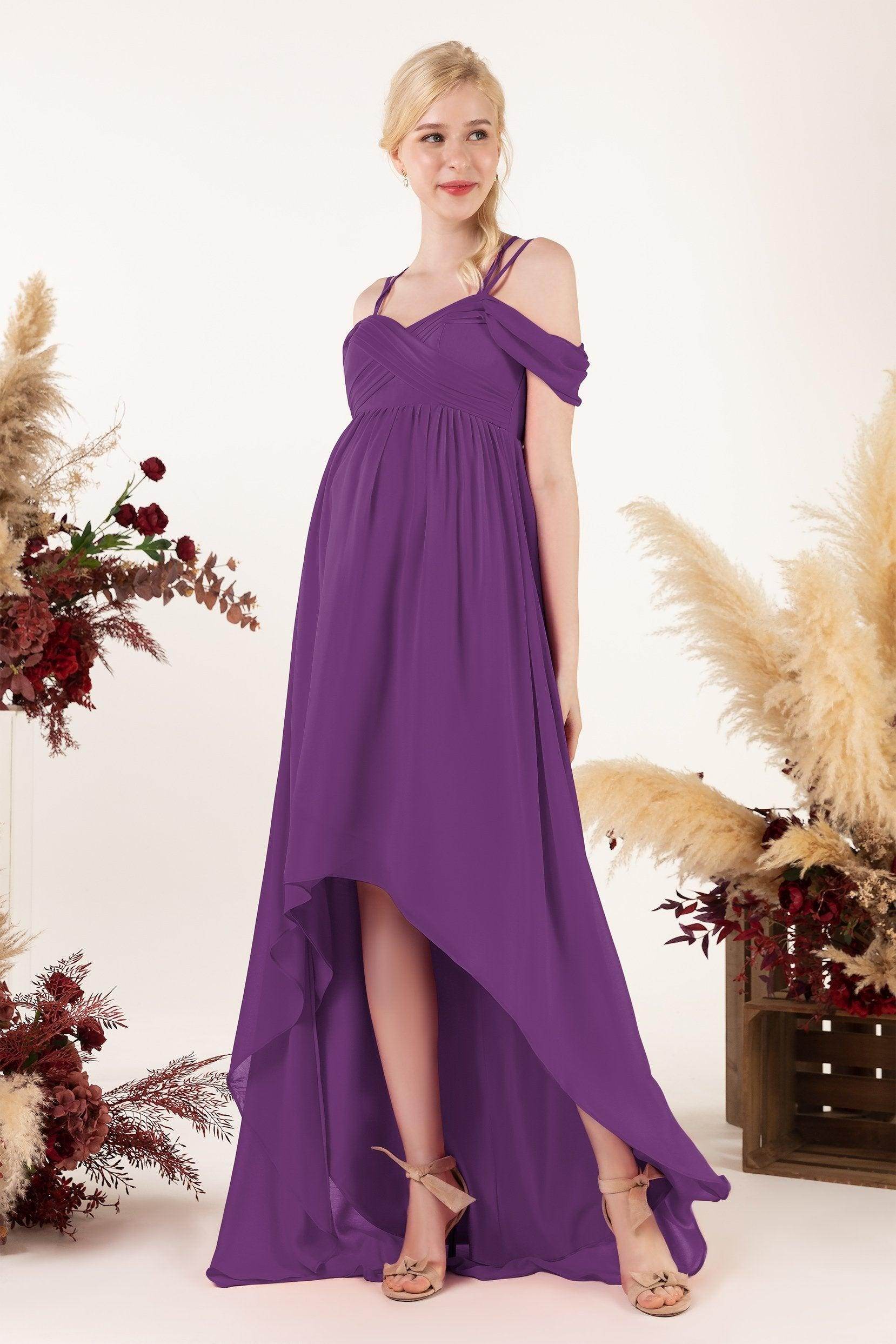 Asymmetrical Sweep Train Chiffon Bridesmaid Dress CB0464M - COCOMELODY