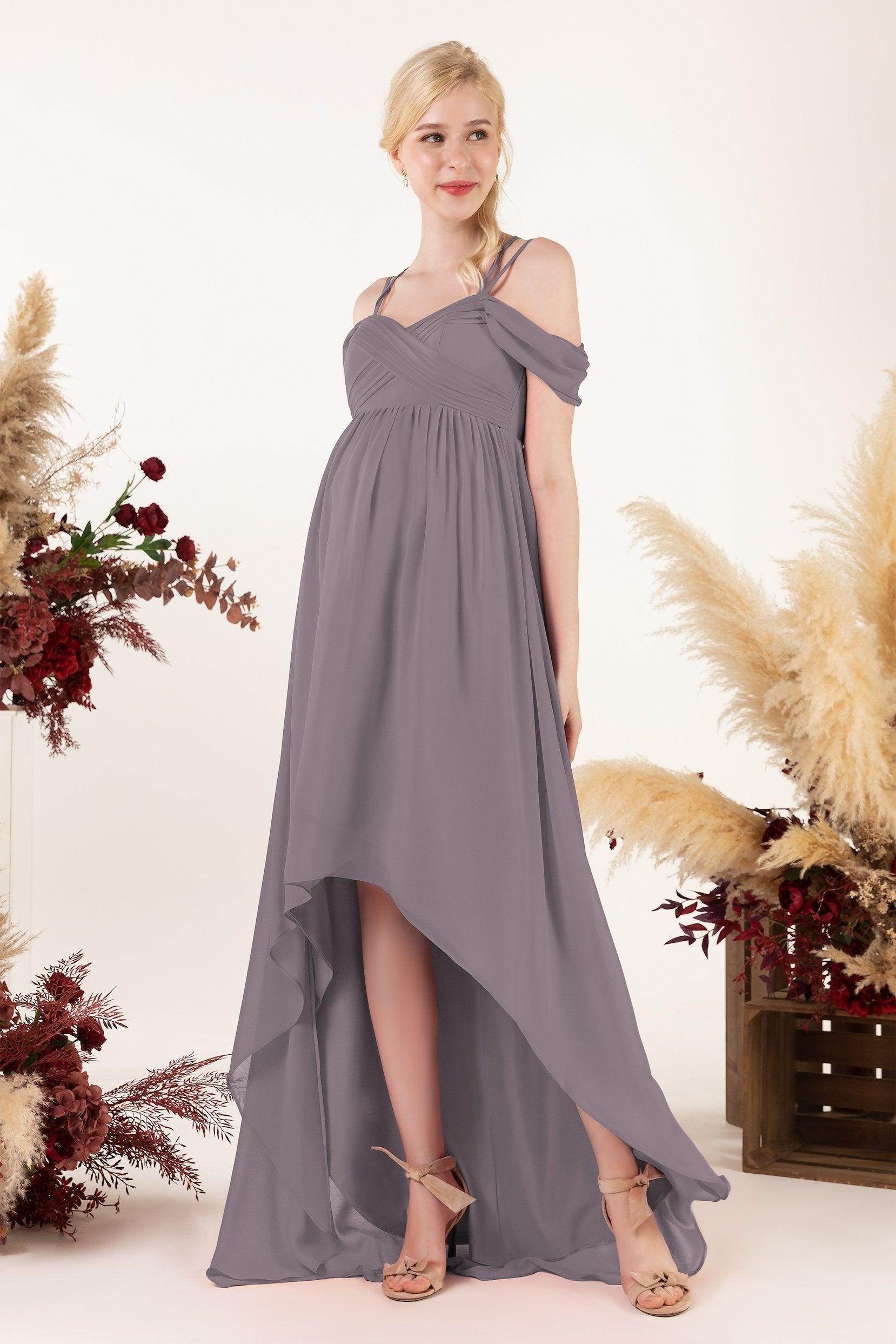 Asymmetrical Sweep Train Chiffon Bridesmaid Dress CB0464M - COCOMELODY