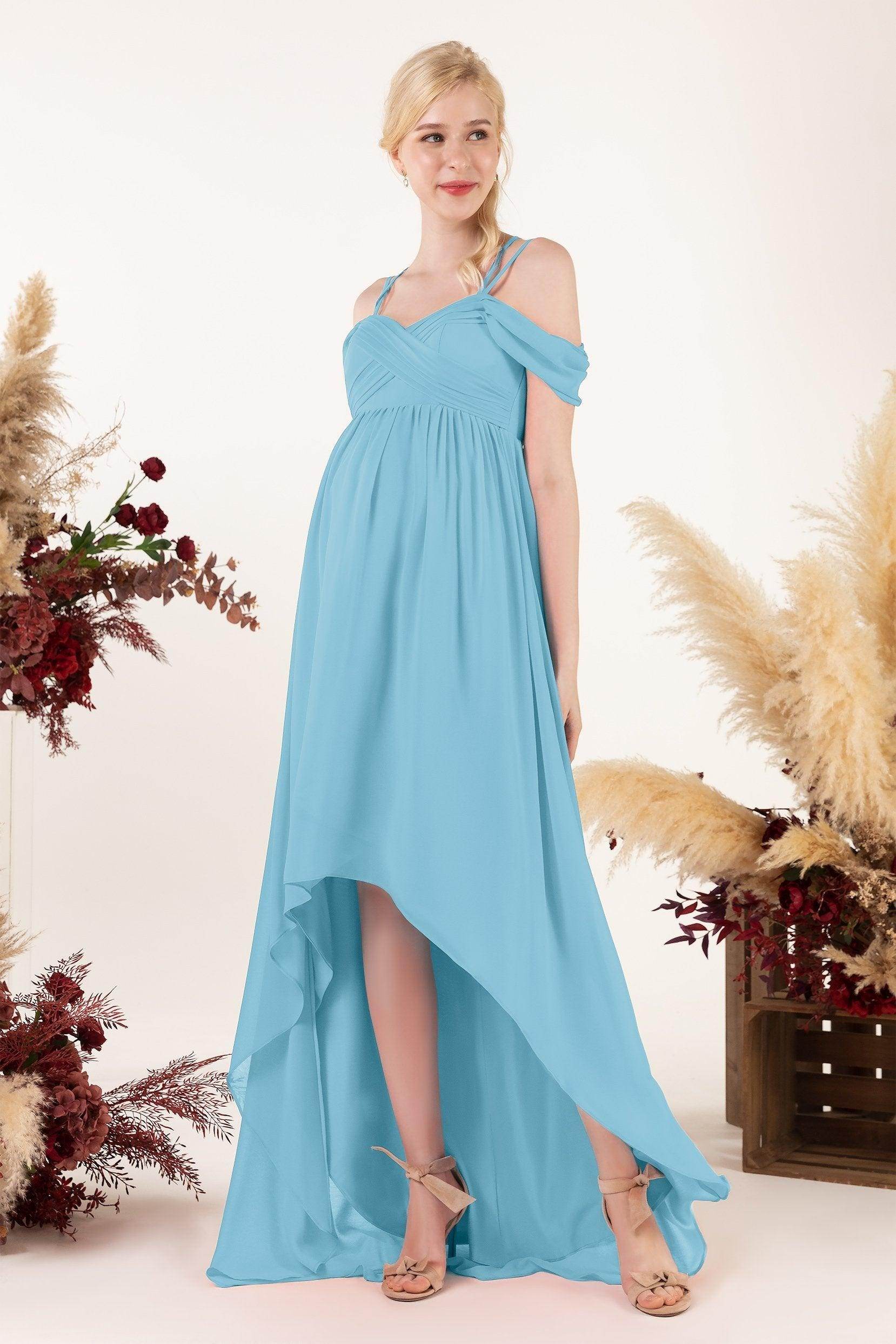 Asymmetrical Sweep Train Chiffon Bridesmaid Dress CB0464M - COCOMELODY