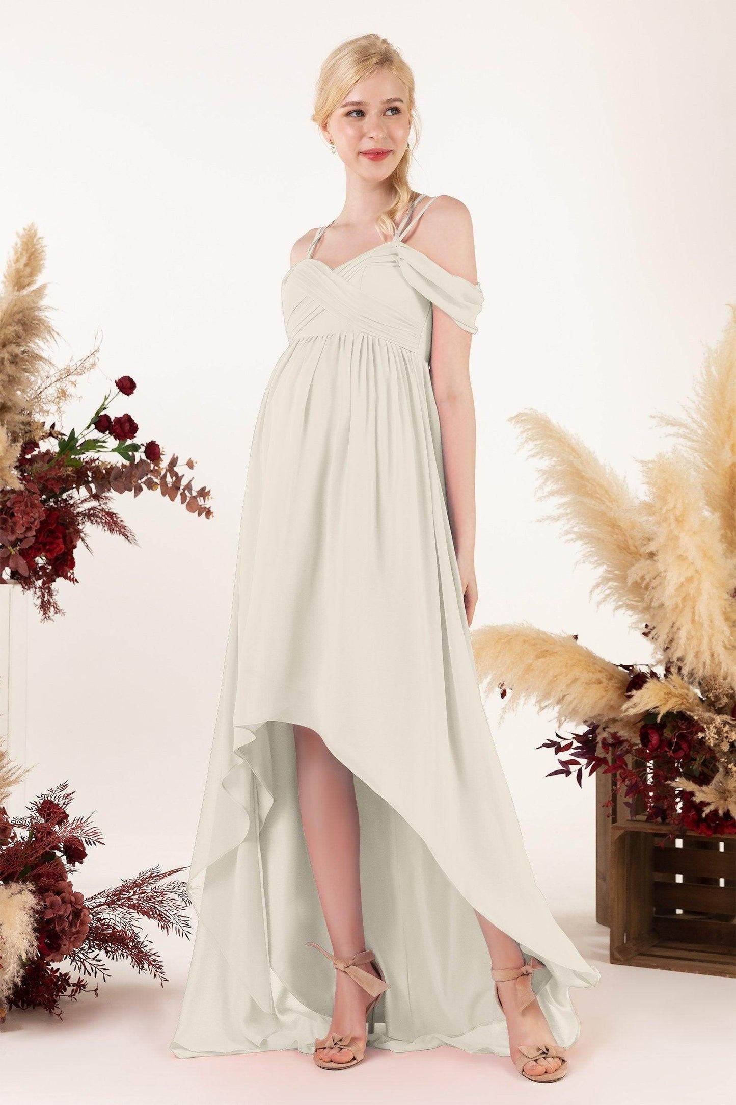 Asymmetrical Sweep Train Chiffon Bridesmaid Dress CB0464M - COCOMELODY