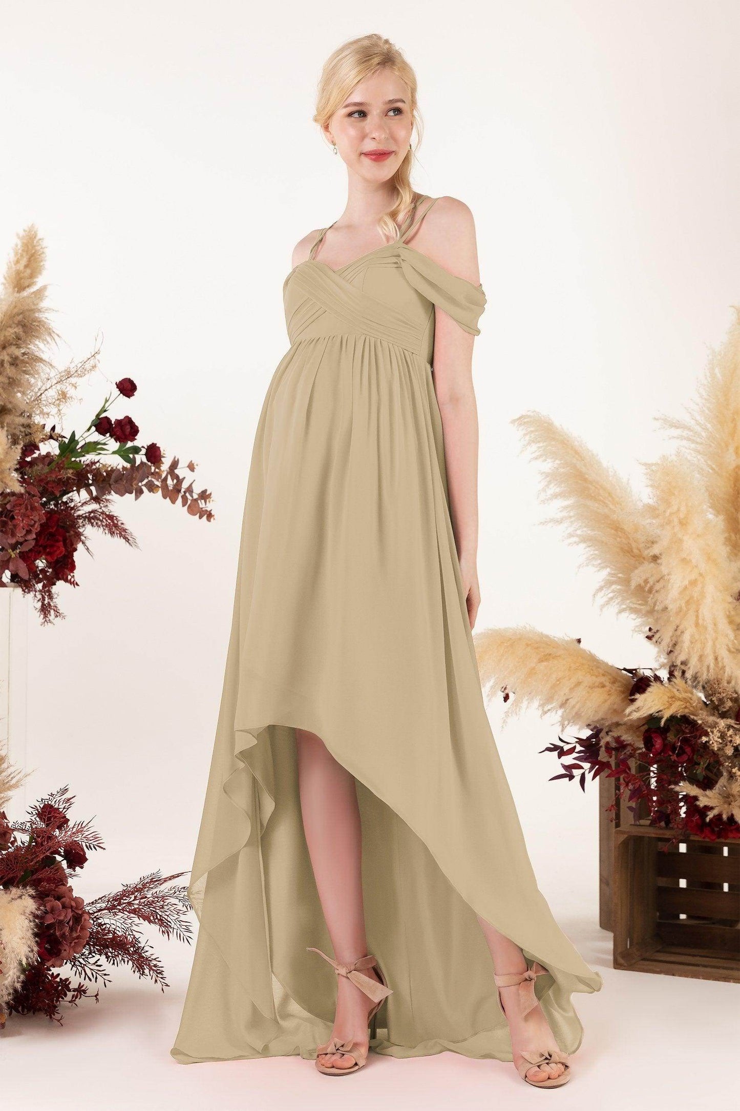 Asymmetrical Sweep Train Chiffon Bridesmaid Dress CB0464M - COCOMELODY