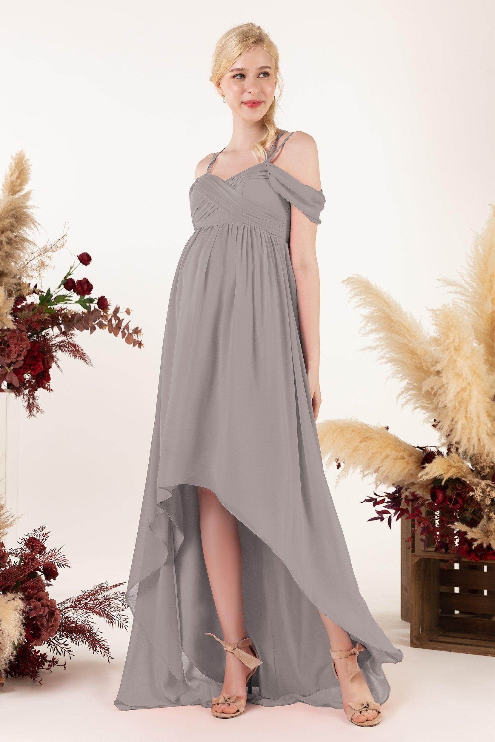 Asymmetrical Sweep Train Chiffon Bridesmaid Dress CB0464M - COCOMELODY