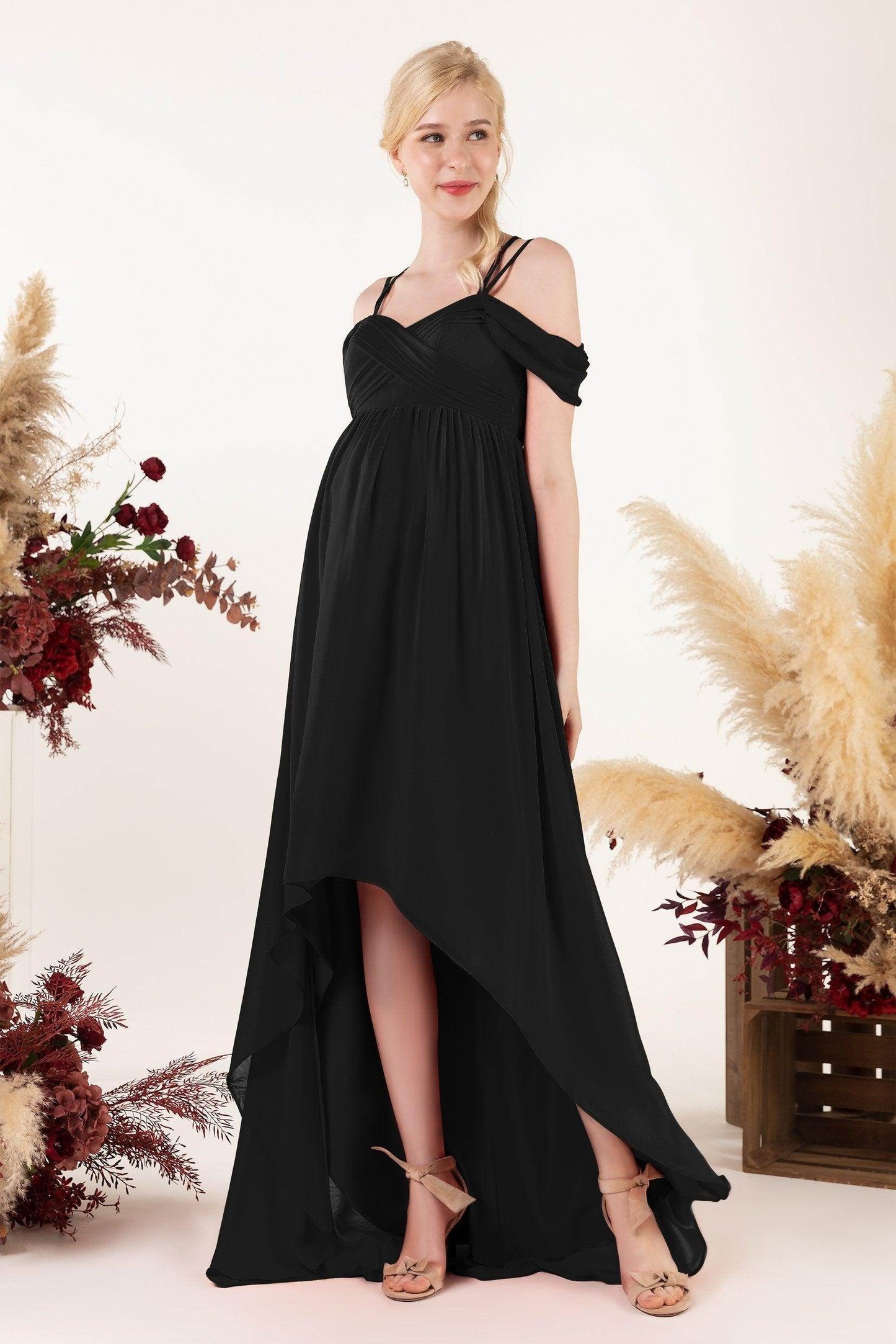 Asymmetrical Sweep Train Chiffon Bridesmaid Dress CB0464M - COCOMELODY