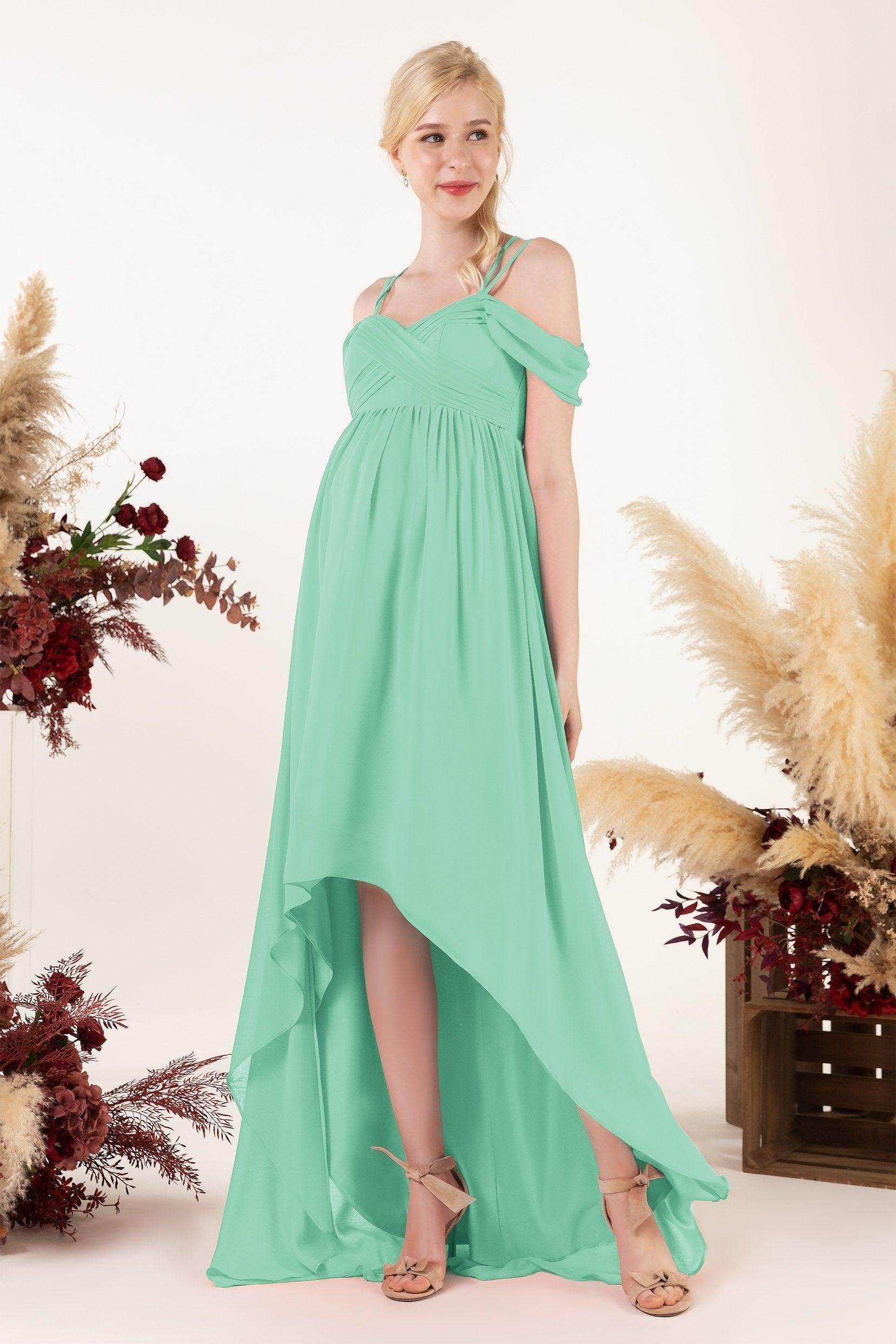 Asymmetrical Sweep Train Chiffon Bridesmaid Dress CB0464M - COCOMELODY