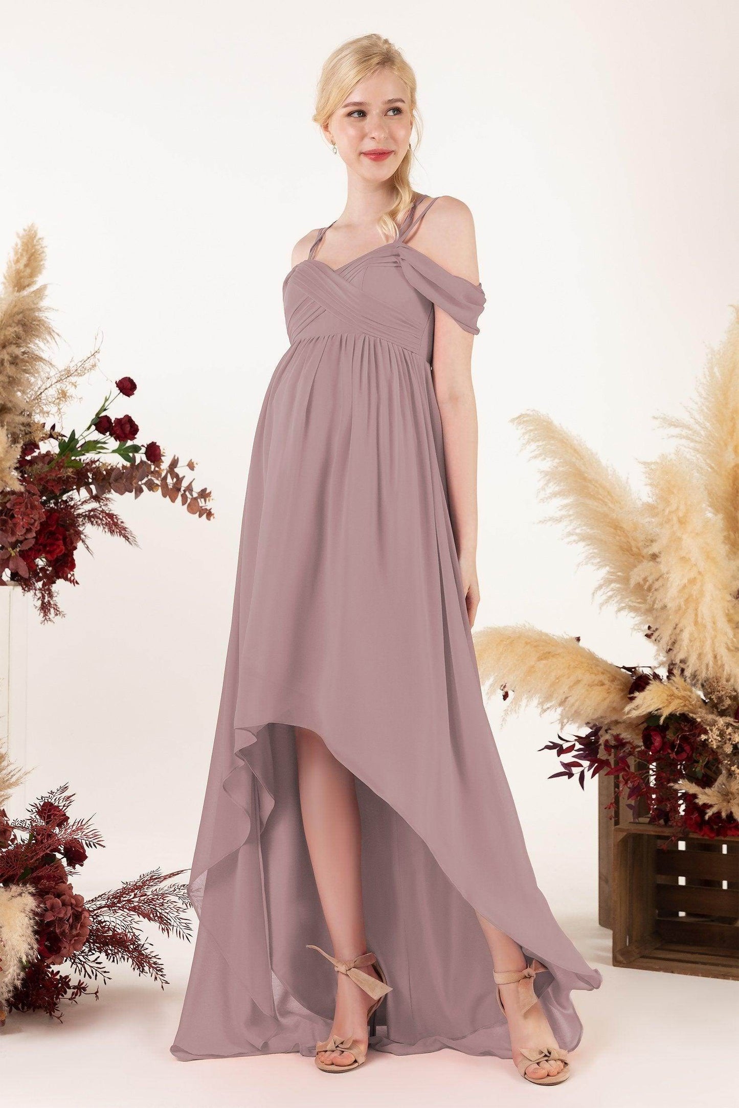 Asymmetrical Sweep Train Chiffon Bridesmaid Dress CB0464M - COCOMELODY