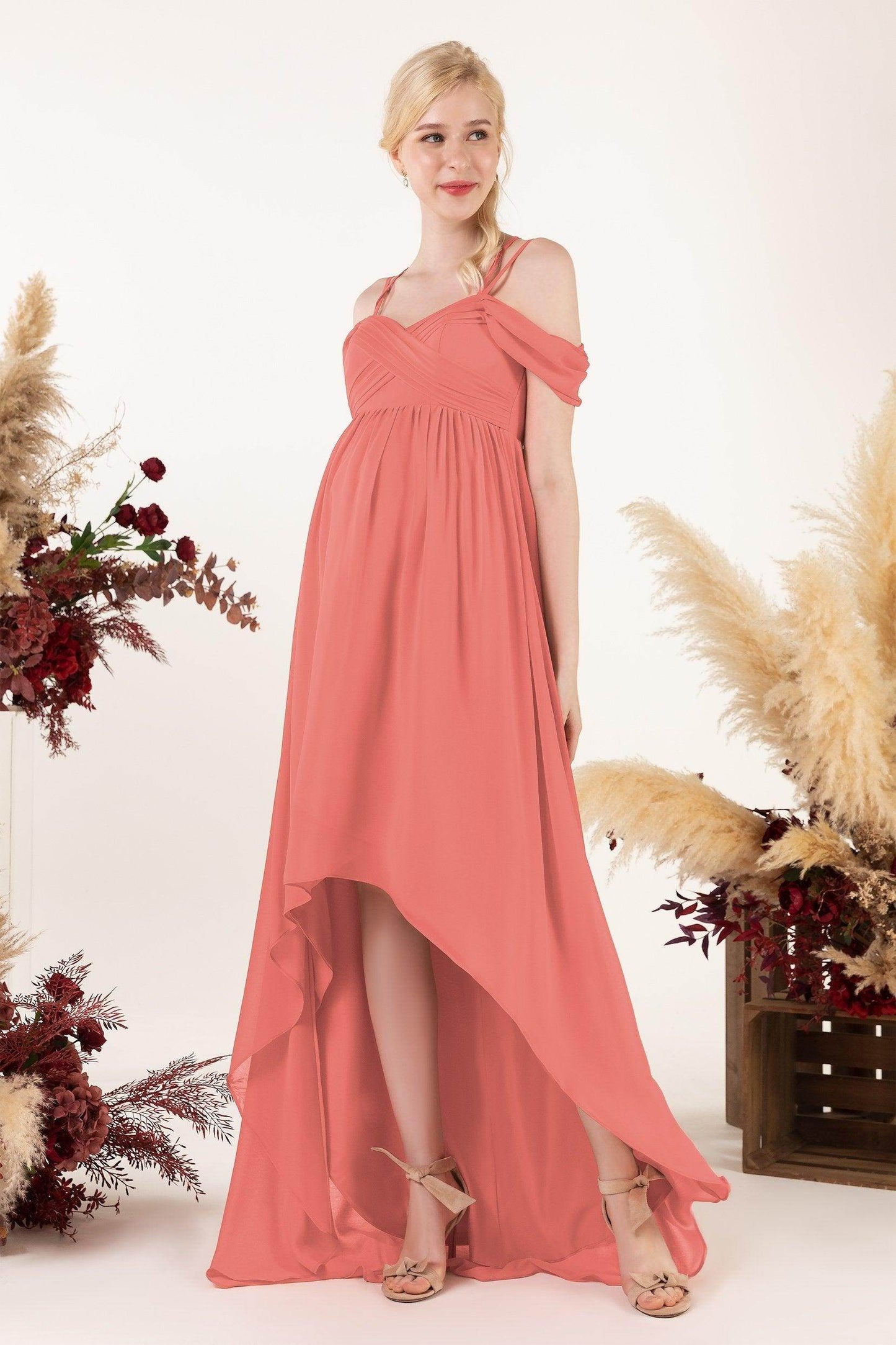 Asymmetrical Sweep Train Chiffon Bridesmaid Dress CB0464M - COCOMELODY