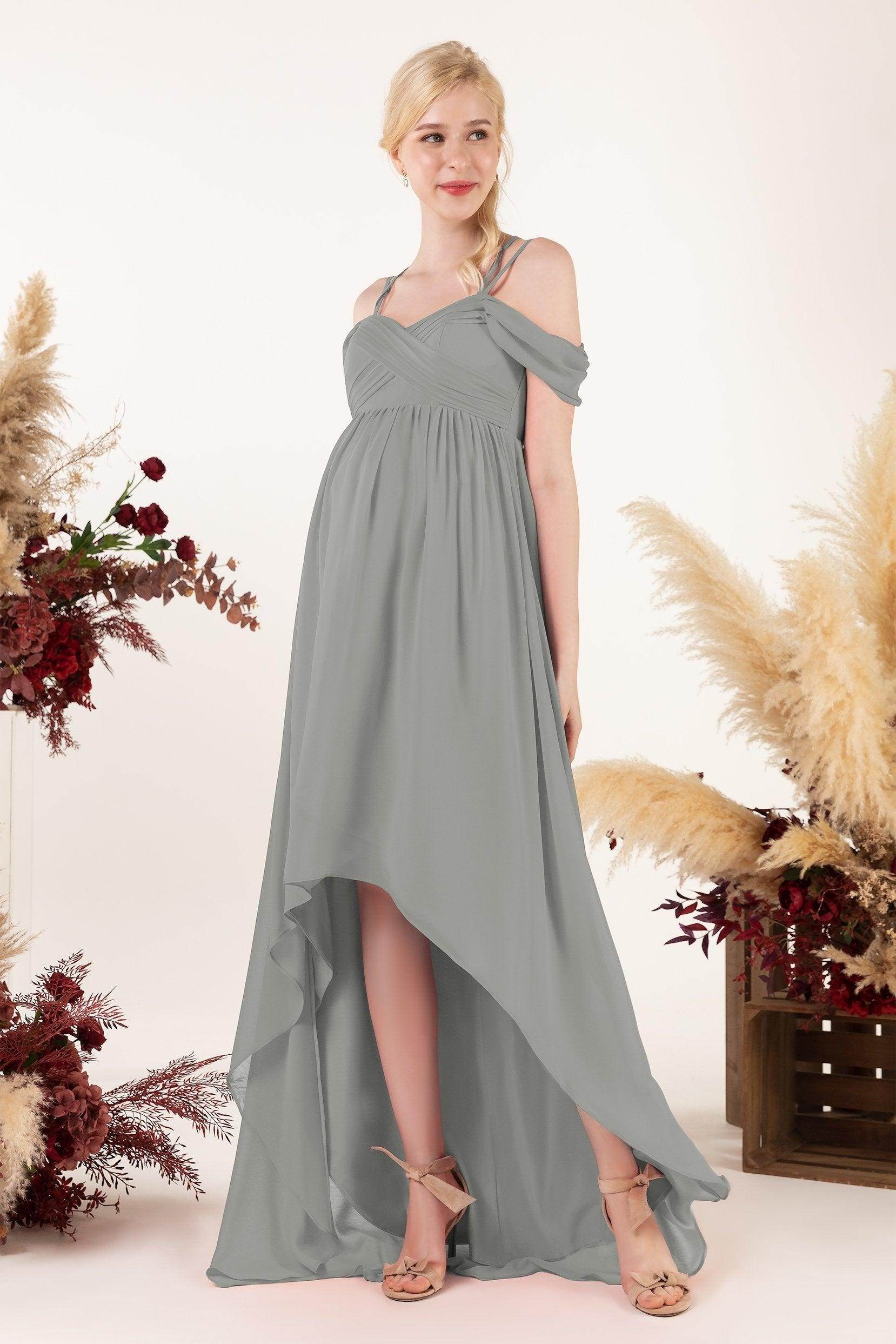 Asymmetrical Sweep Train Chiffon Bridesmaid Dress CB0464M - COCOMELODY
